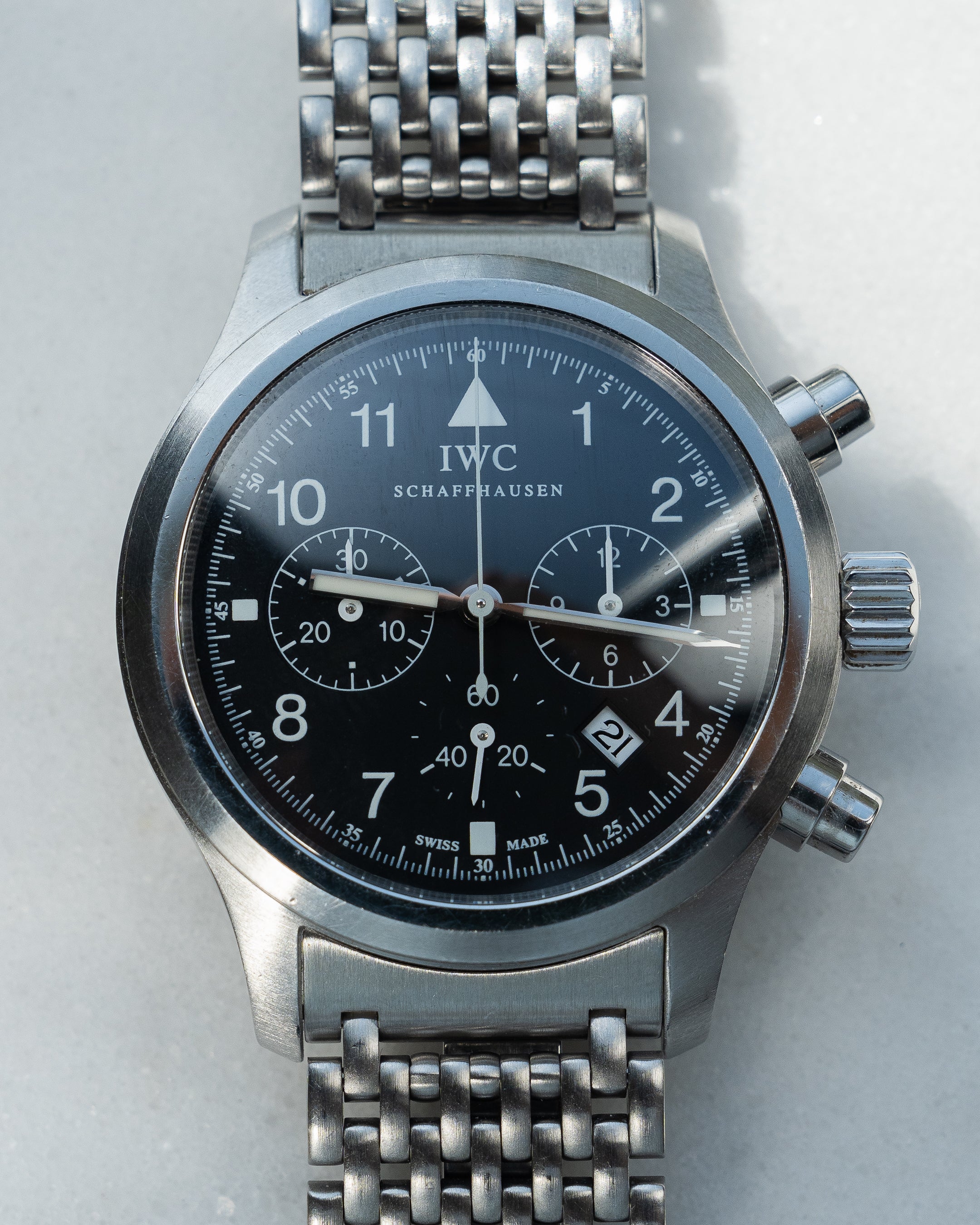 IWC Fliegerchronograph ref. 3741 mecha-quartz with original bracelet