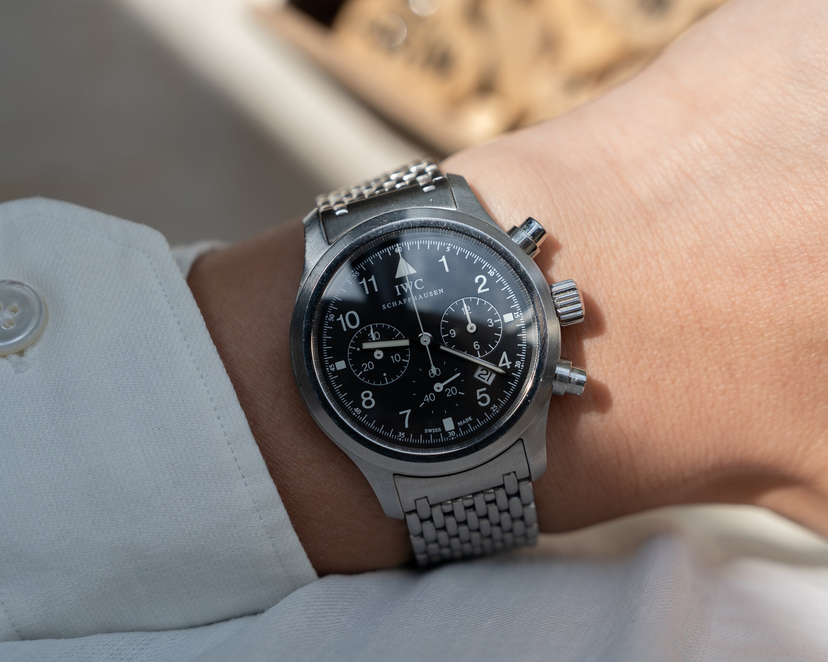 IWC Fliegerchronograph ref. 3741 mecha-quartz with original bracelet