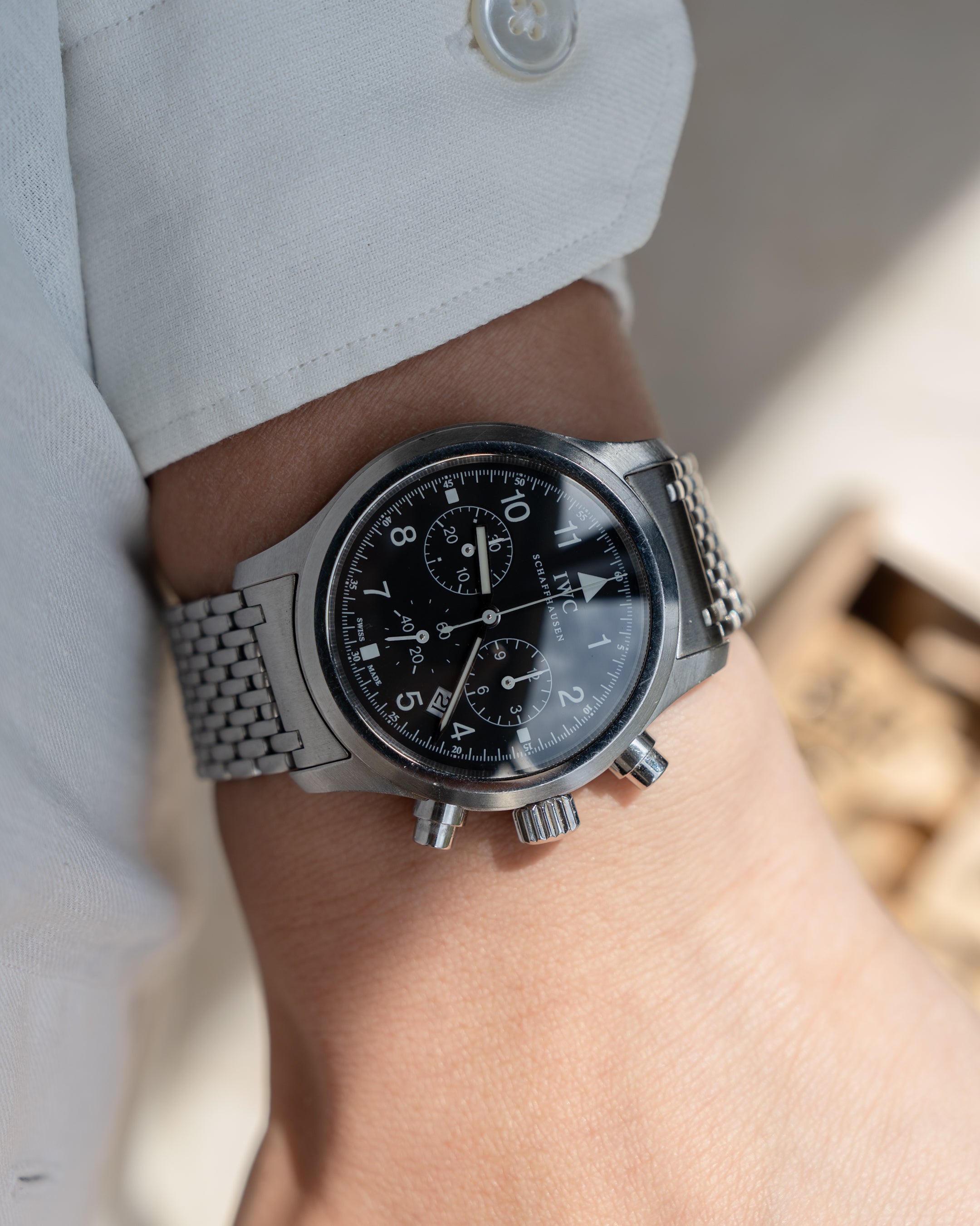 IWC Fliegerchronograph ref. 3741 mecha-quartz with original bracelet