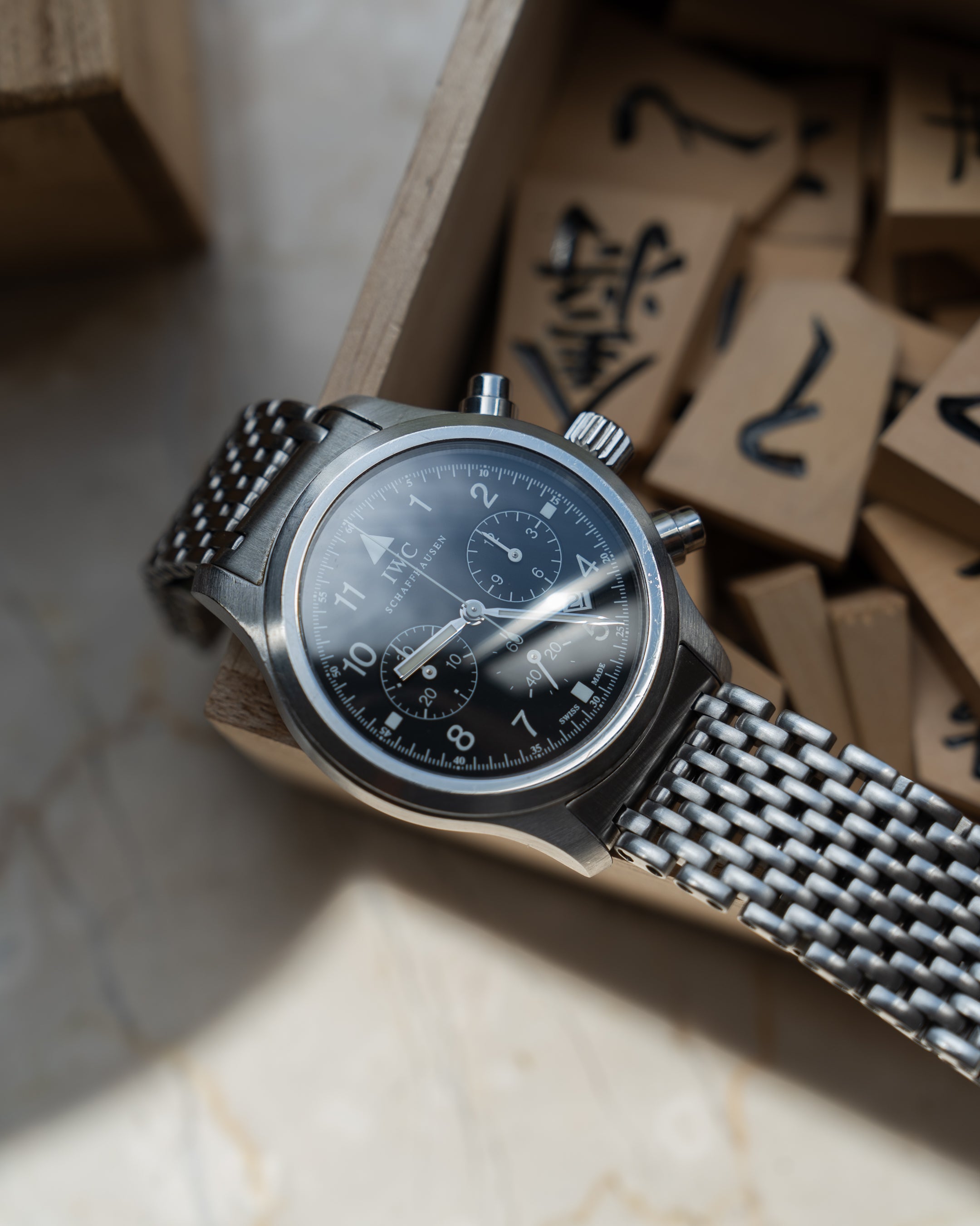 IWC Fliegerchronograph ref. 3741 mecha-quartz with original bracelet