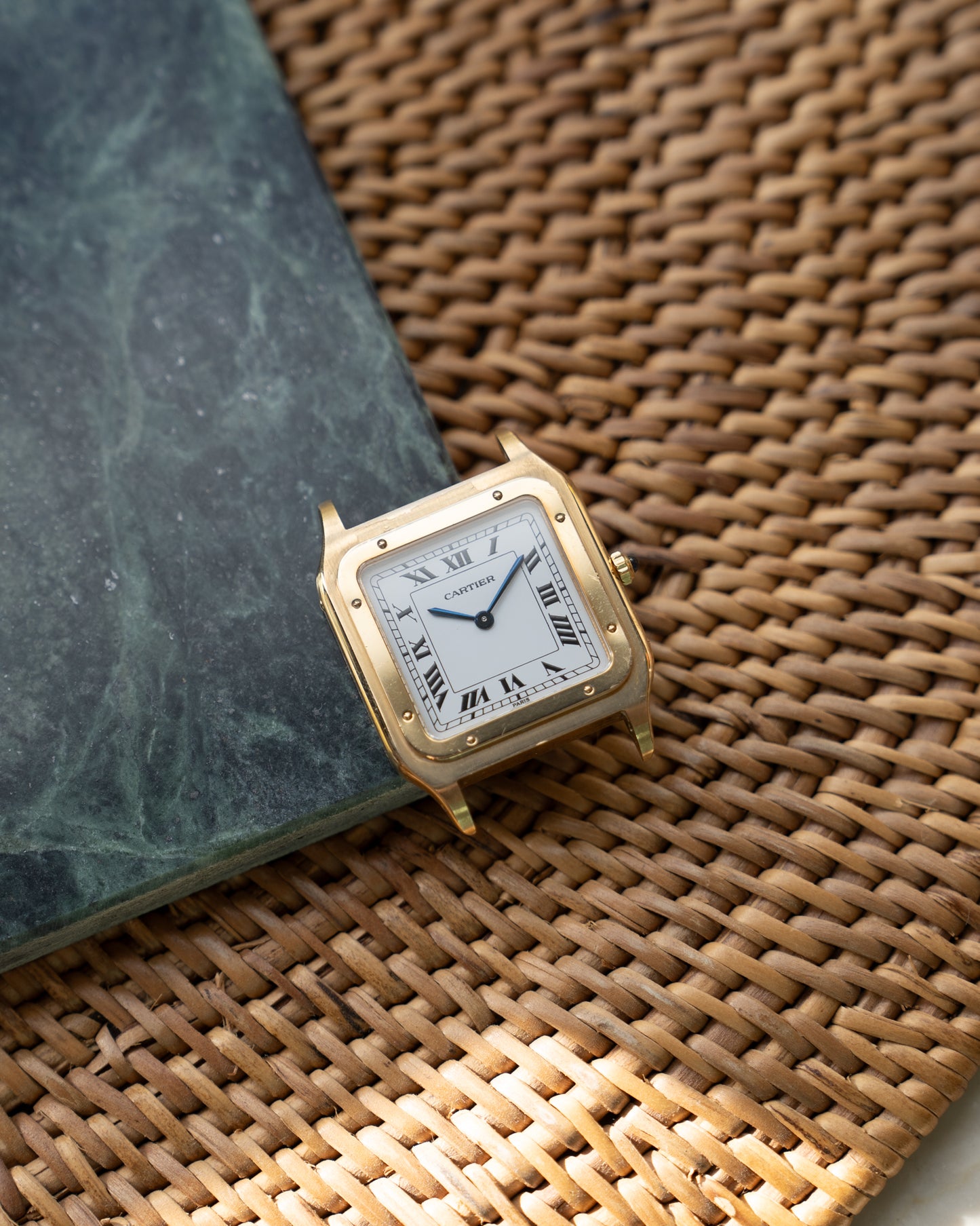 Cartier Santos-Dumont "Ultra Thin" LM size in 18k Yellow Gold with lifetime guarantee card, box & papers