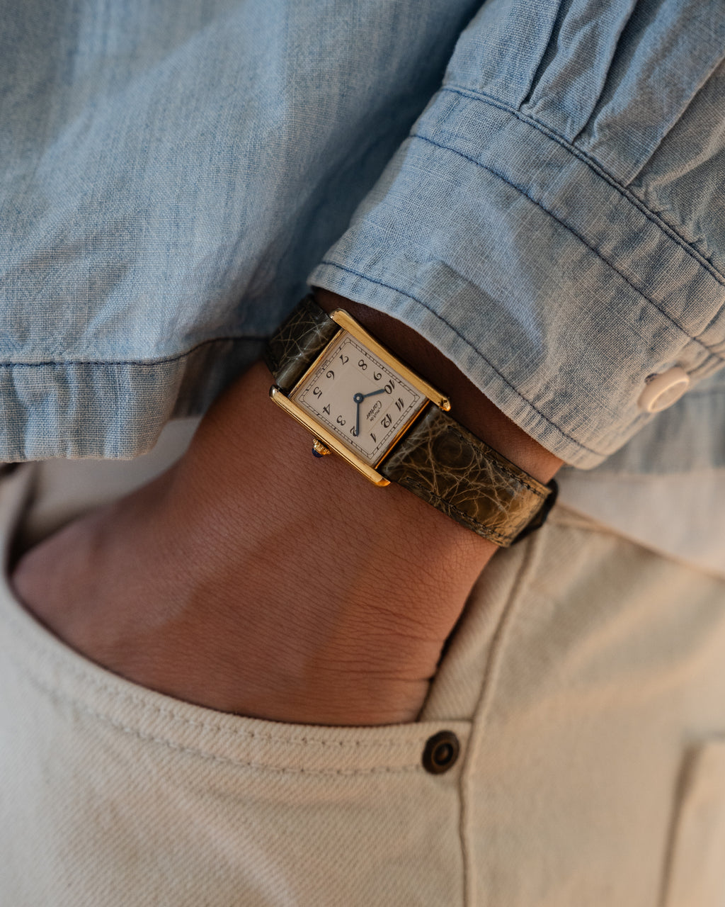 Must de Cartier Tank LM- Breguet Numeral white dial