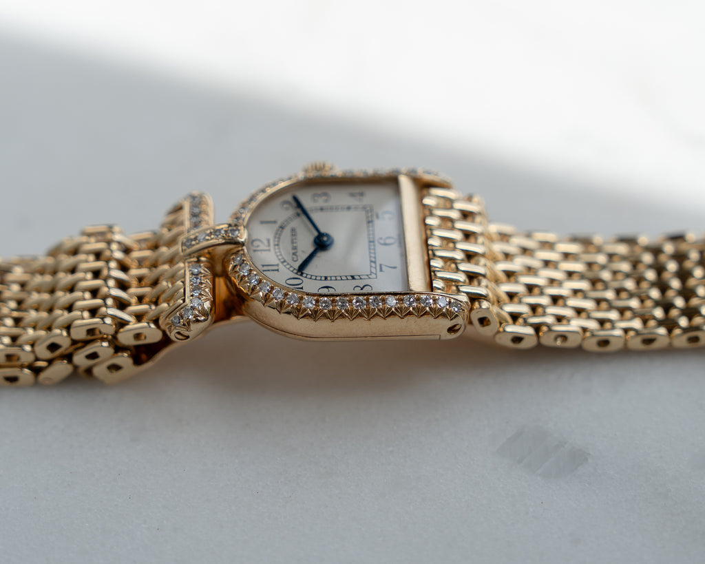Cartier Calandre ref. 66032 in yellow gold with diamonds featuring a Cartier yellow gold bracelet
