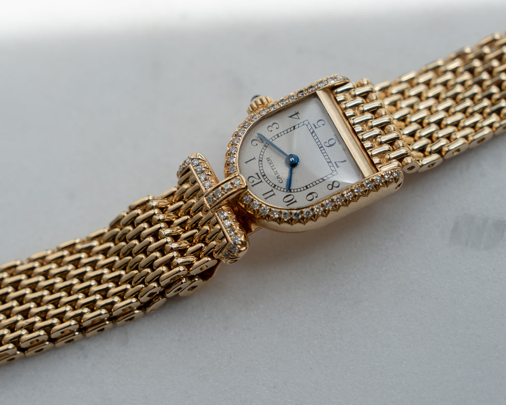 Cartier Calandre ref. 66032 in yellow gold with diamonds featuring a Cartier yellow gold bracelet