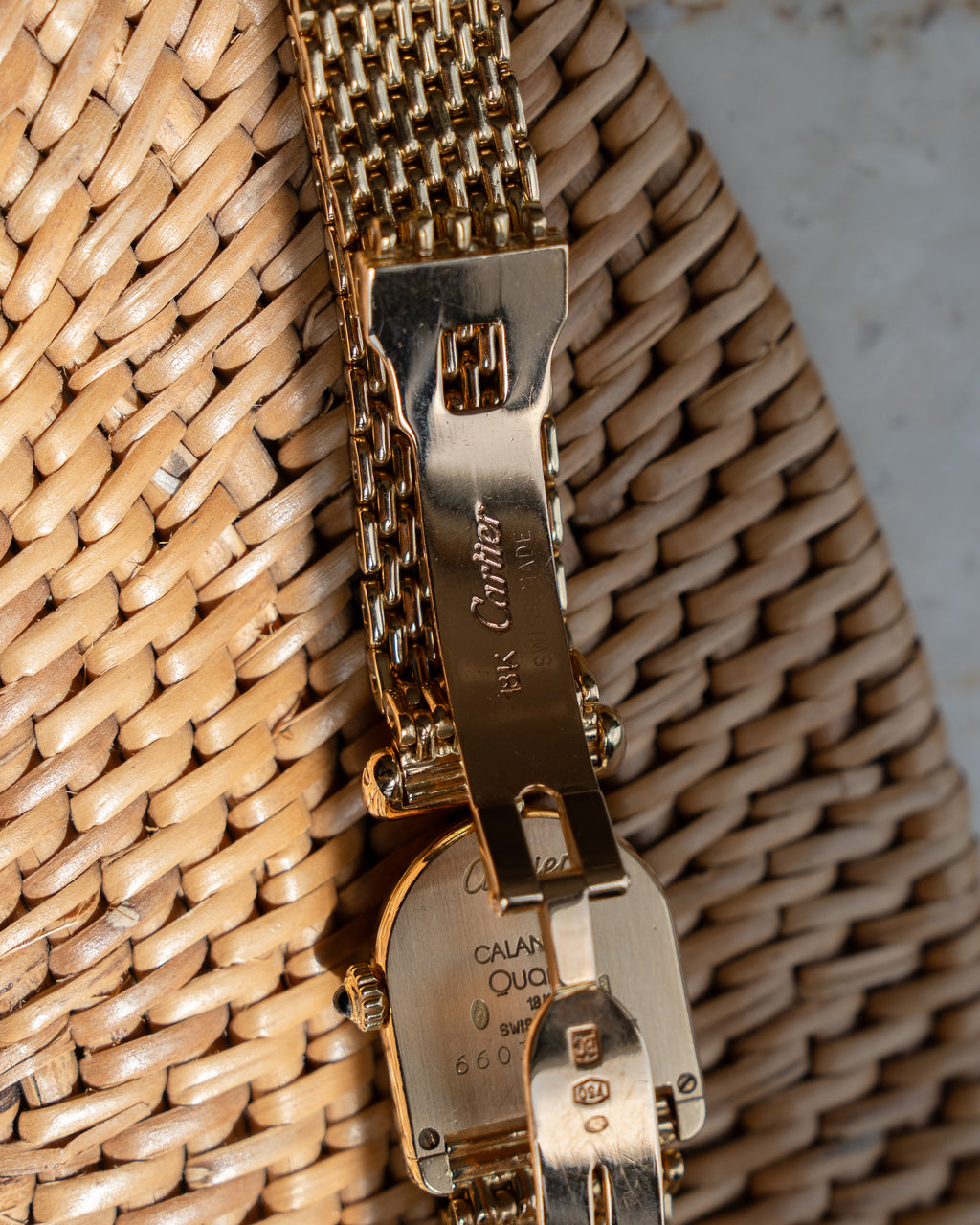 Cartier Calandre ref. 66032 in yellow gold with diamonds featuring a Cartier yellow gold bracelet