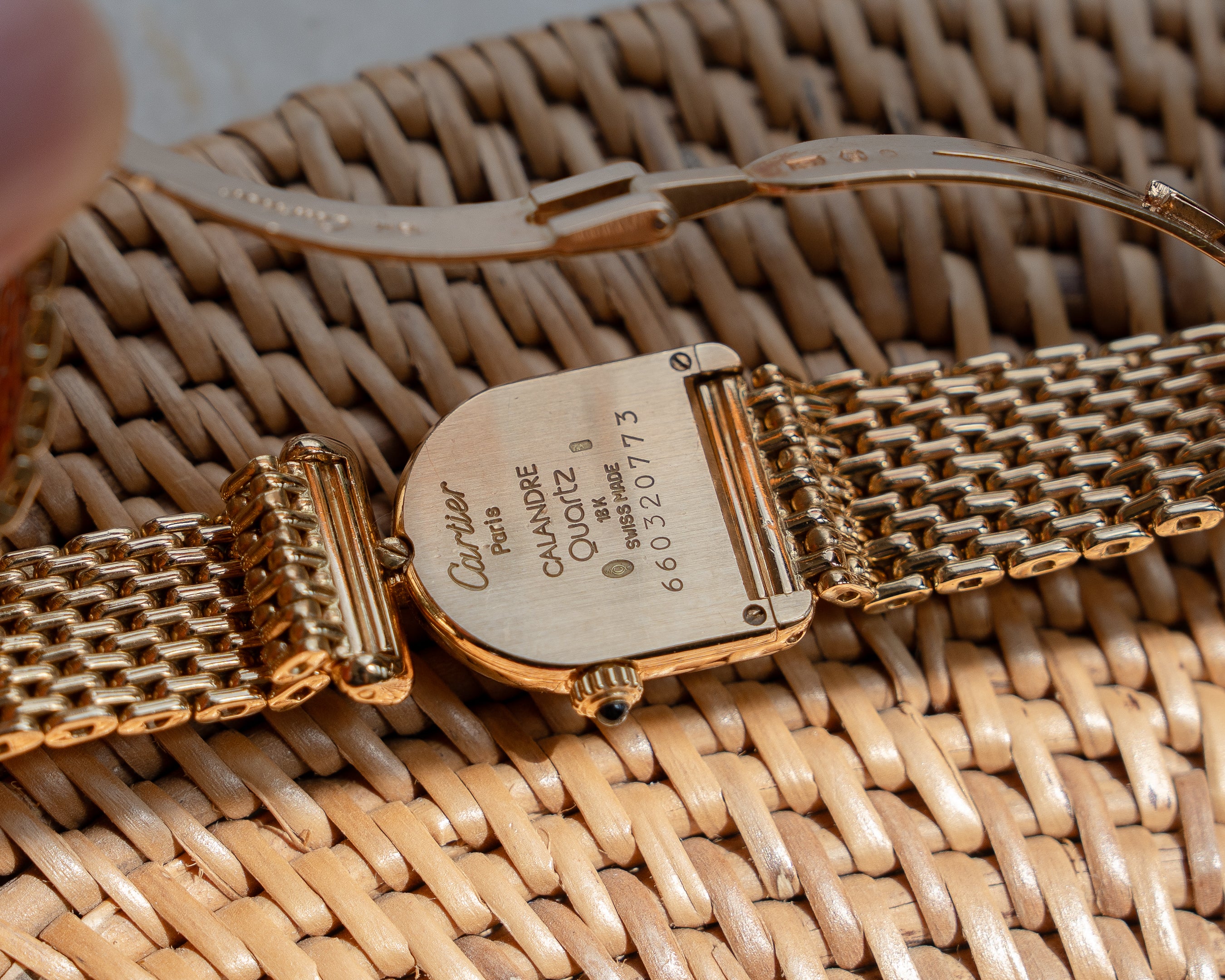 Cartier Calandre ref. 66032 in yellow gold with diamonds featuring a Cartier yellow gold bracelet