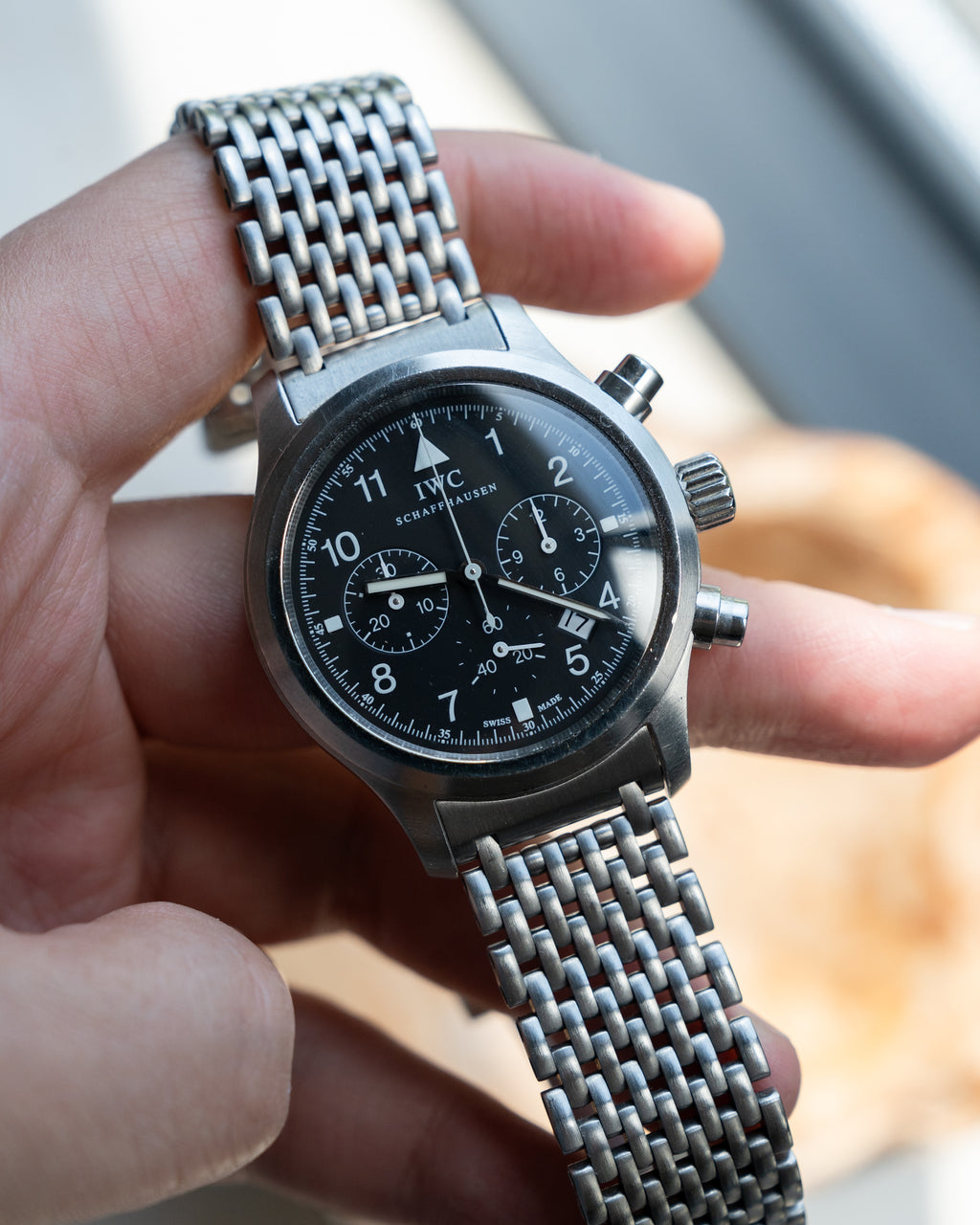 IWC Fliegerchronograph ref. 3741 mecha-quartz with original bracelet