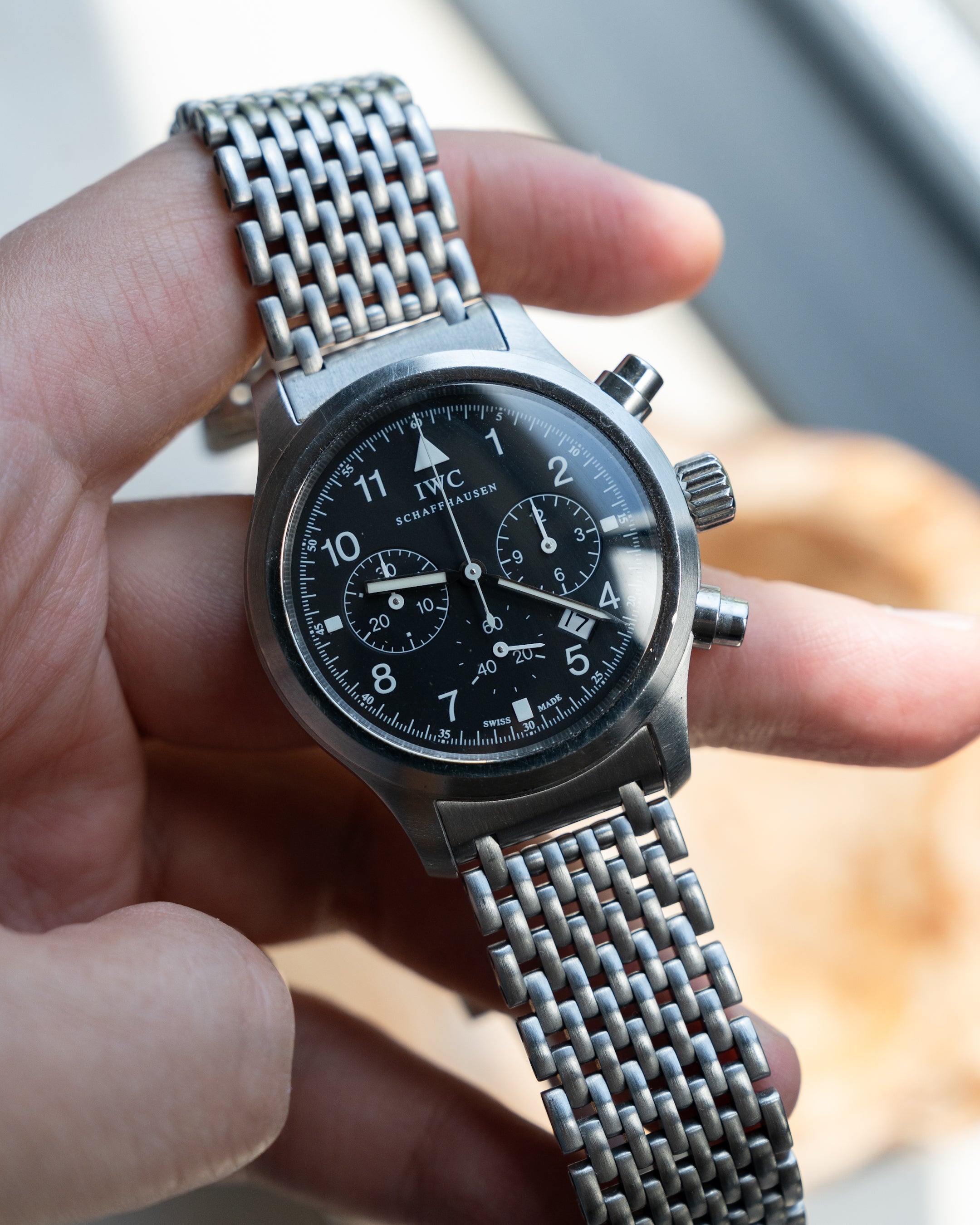 IWC Fliegerchronograph ref. 3741 mecha-quartz with original bracelet