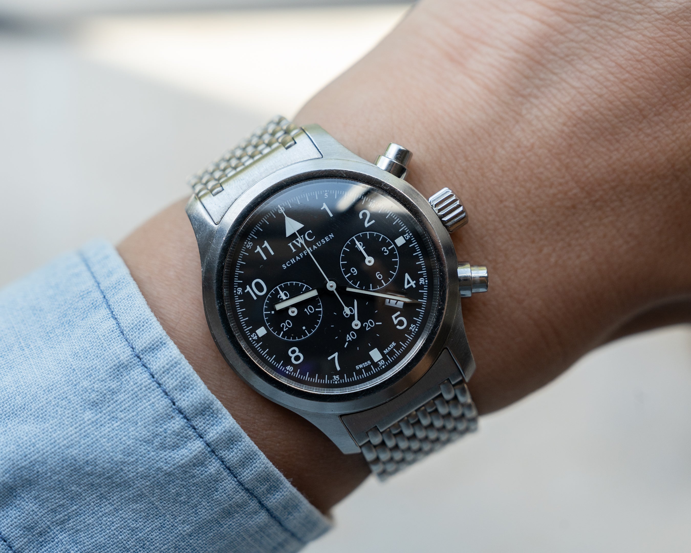 IWC Fliegerchronograph ref. 3741 mecha-quartz with original bracelet
