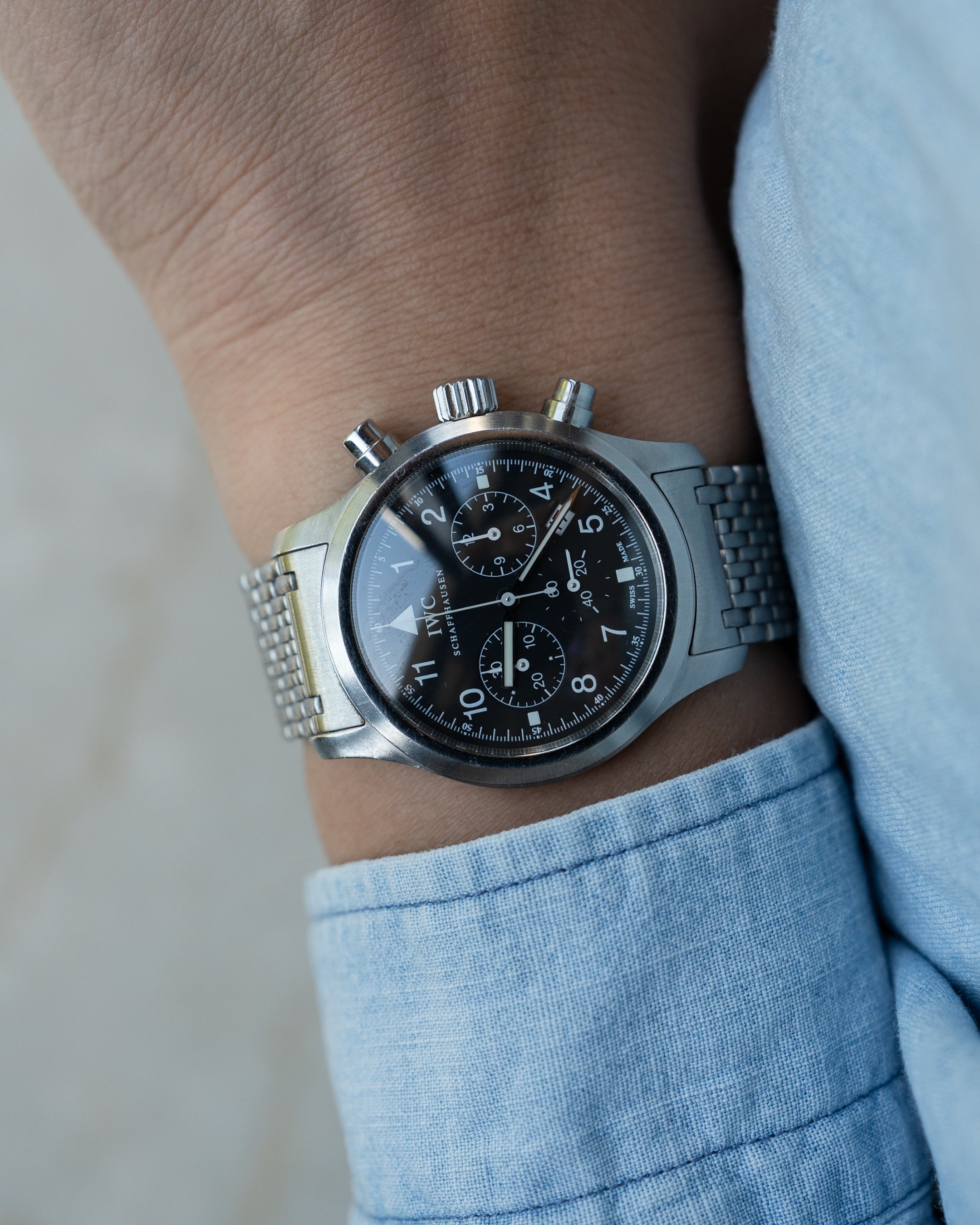 IWC Fliegerchronograph ref. 3741 mecha-quartz with original bracelet