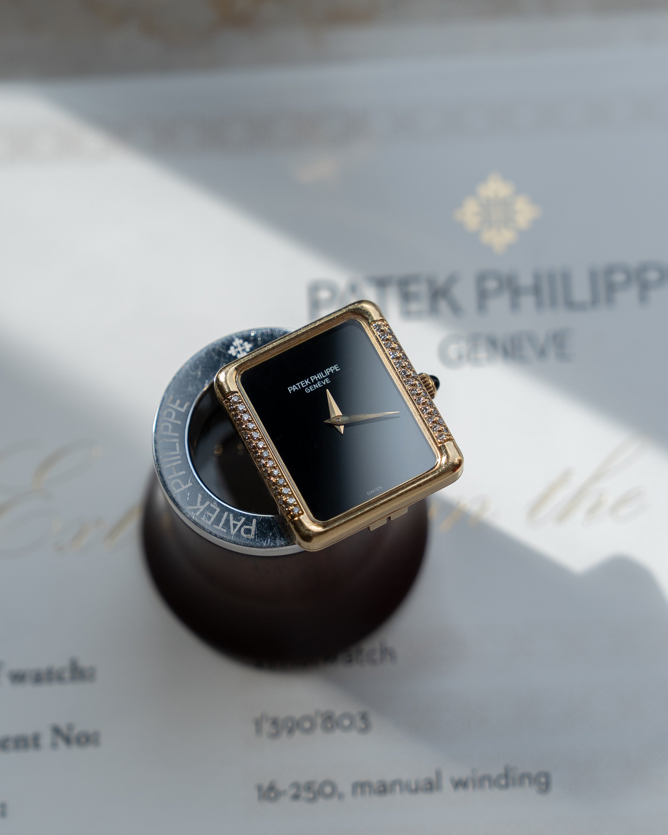 Patek Philippe reference 4311, onyx dial, diamond yellow gold case, caliber 16-250