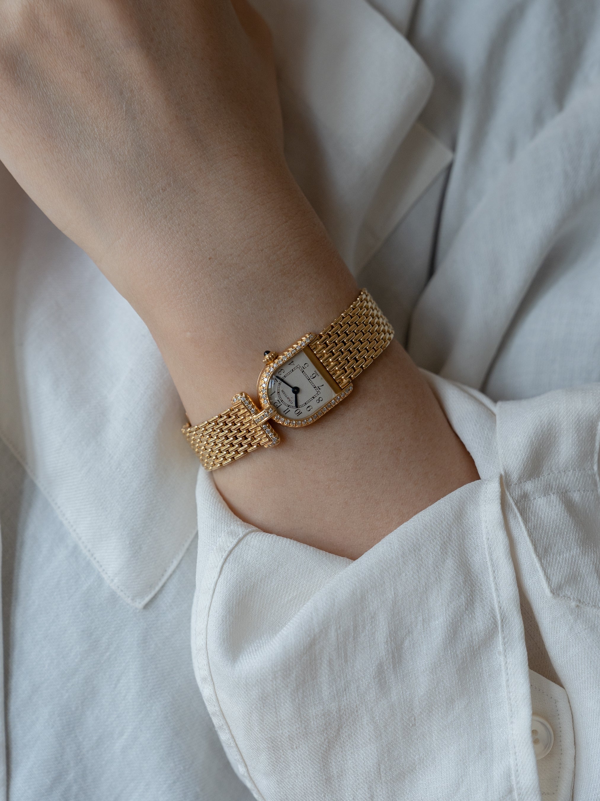 Cartier Calandre ref. 66032 in yellow gold with diamonds featuring a Cartier yellow gold bracelet