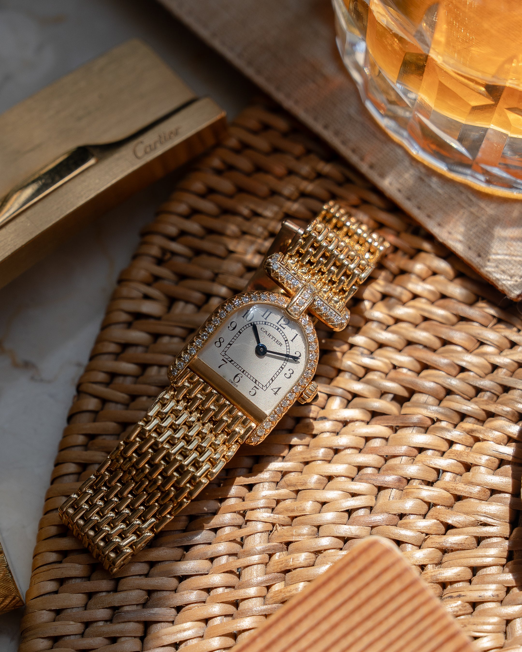 Cartier Calandre ref. 66032 in yellow gold with diamonds featuring a Cartier yellow gold bracelet