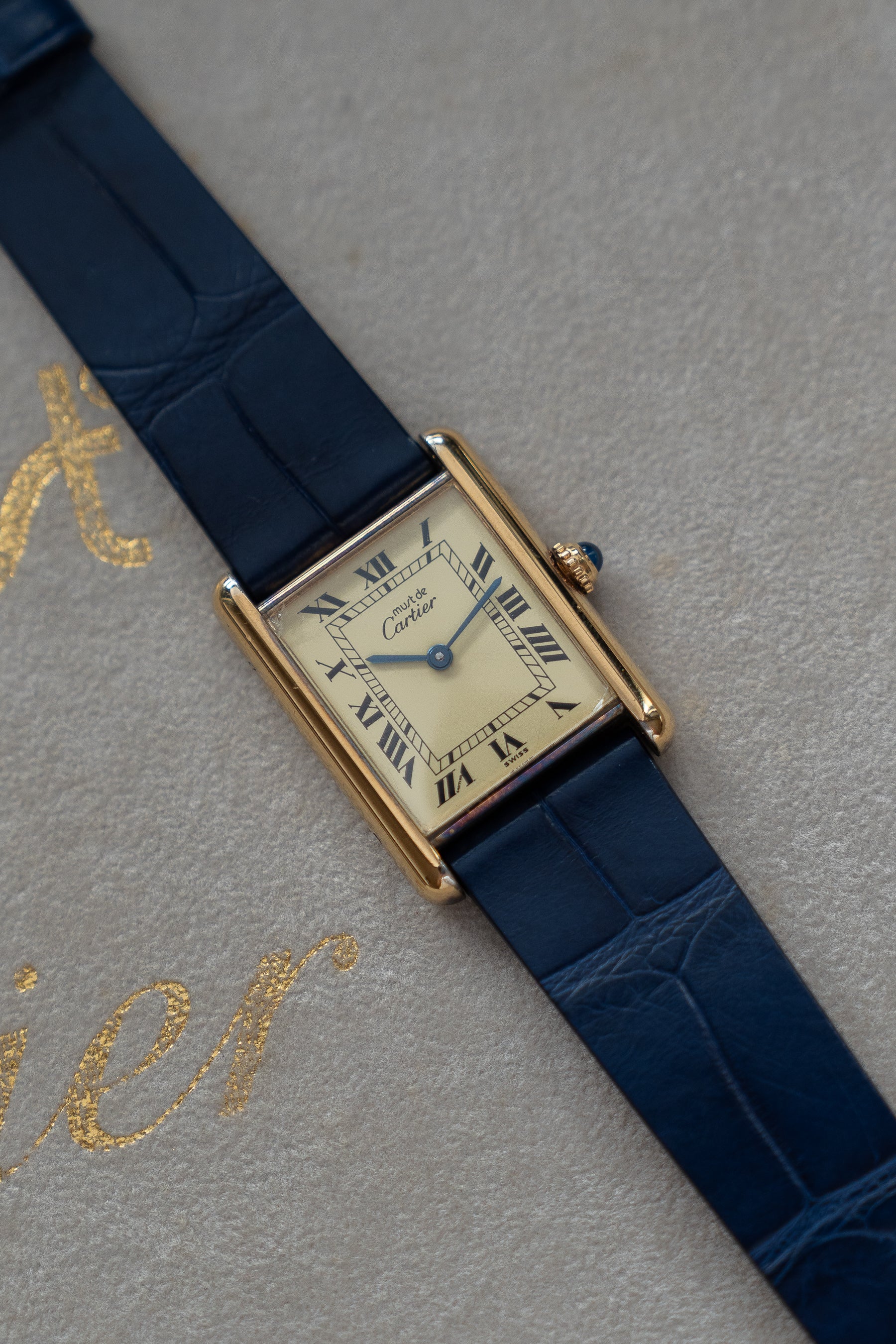 Must de Cartier Tank LM size - ivory dial with vintage stretch bracelet