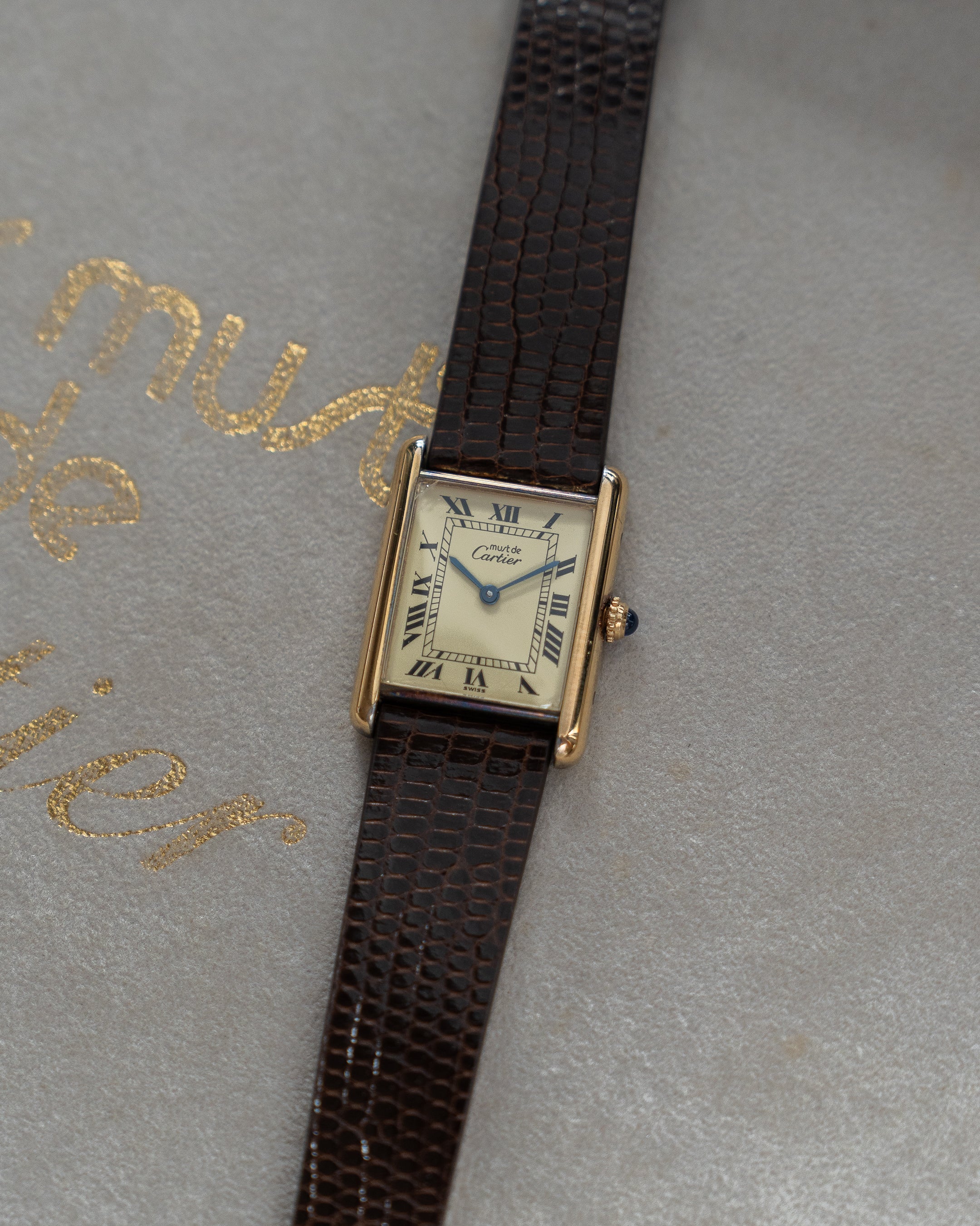 Must de Cartier Tank LM size - ivory dial with vintage stretch bracelet