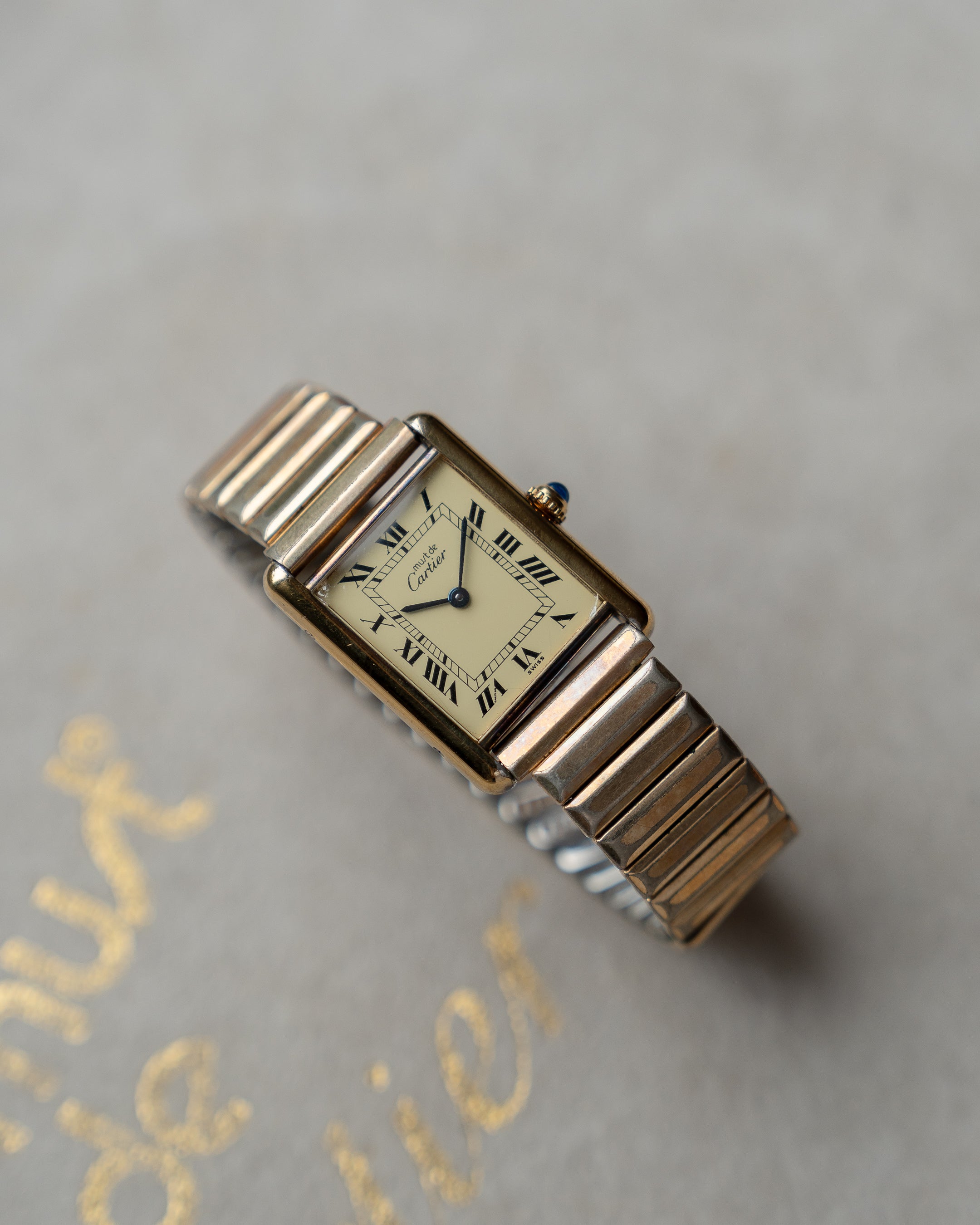 Must de Cartier Tank LM size - ivory dial with vintage stretch bracelet
