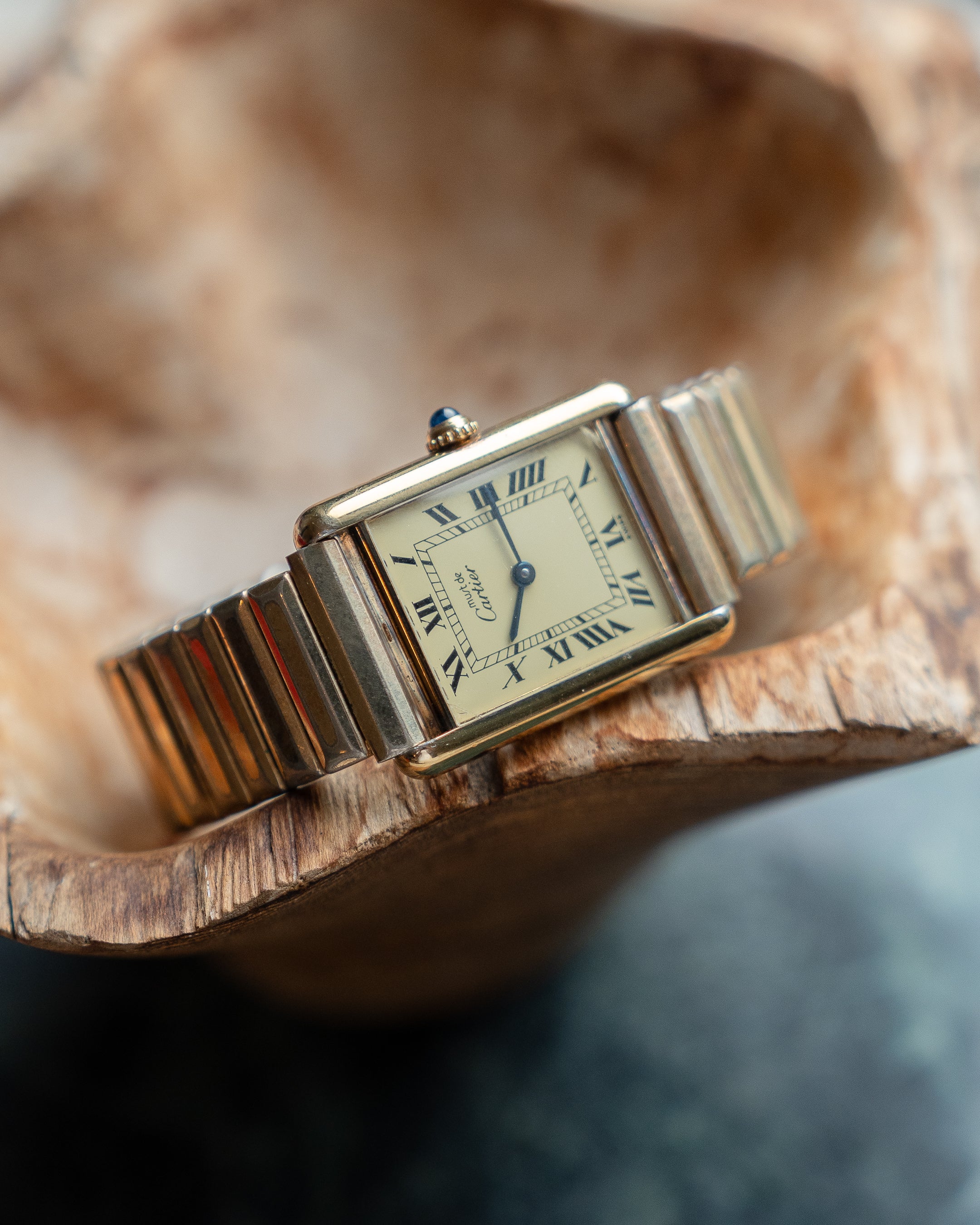 Must de Cartier Tank LM size - ivory dial with vintage stretch bracelet