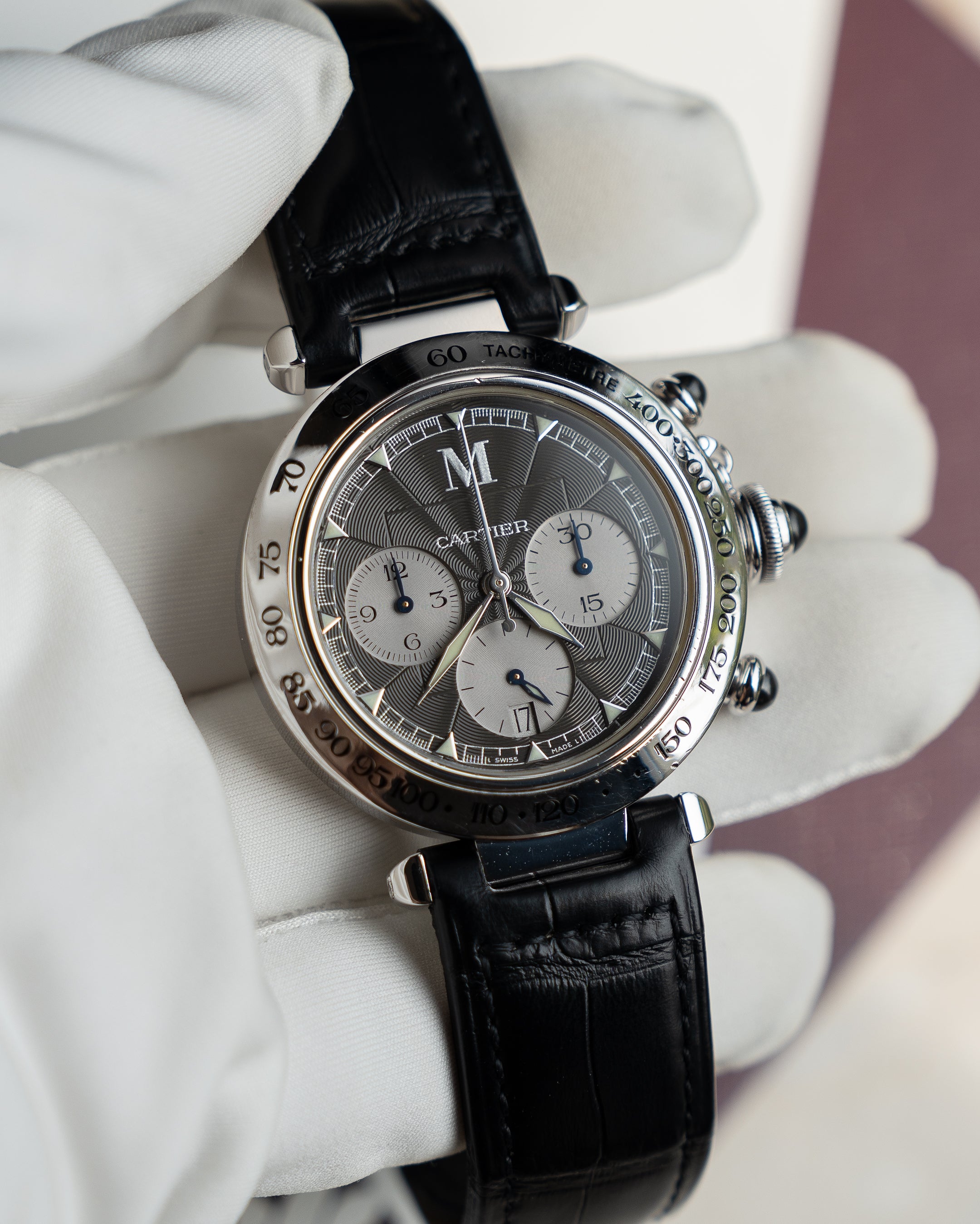 Cartier Pasha ref. 2547 chronograph in white gold - Milan limited edition