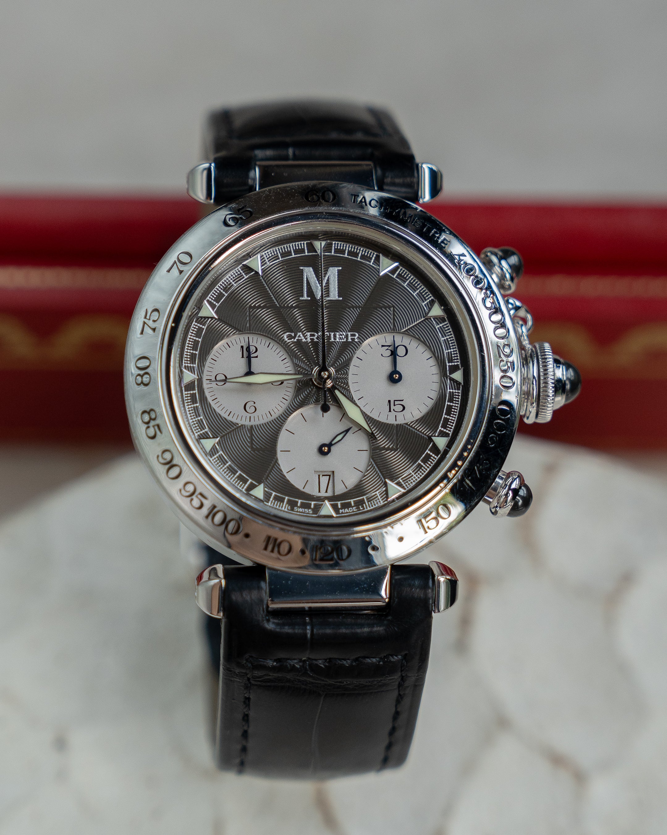 Cartier Pasha ref. 2547 chronograph in white gold - Milan limited edition