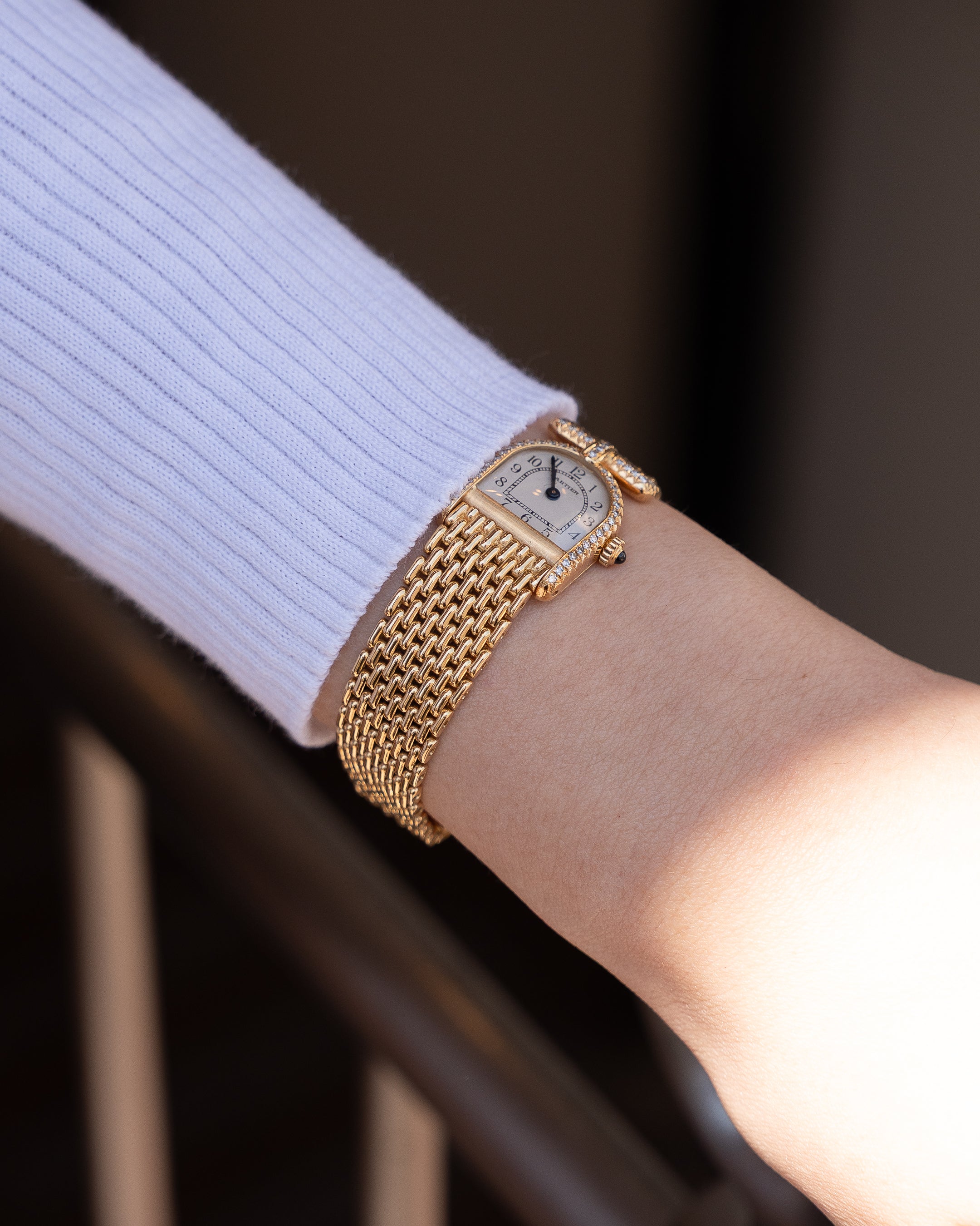 Cartier Calandre ref. 66032 in yellow gold with diamonds featuring a Cartier yellow gold bracelet