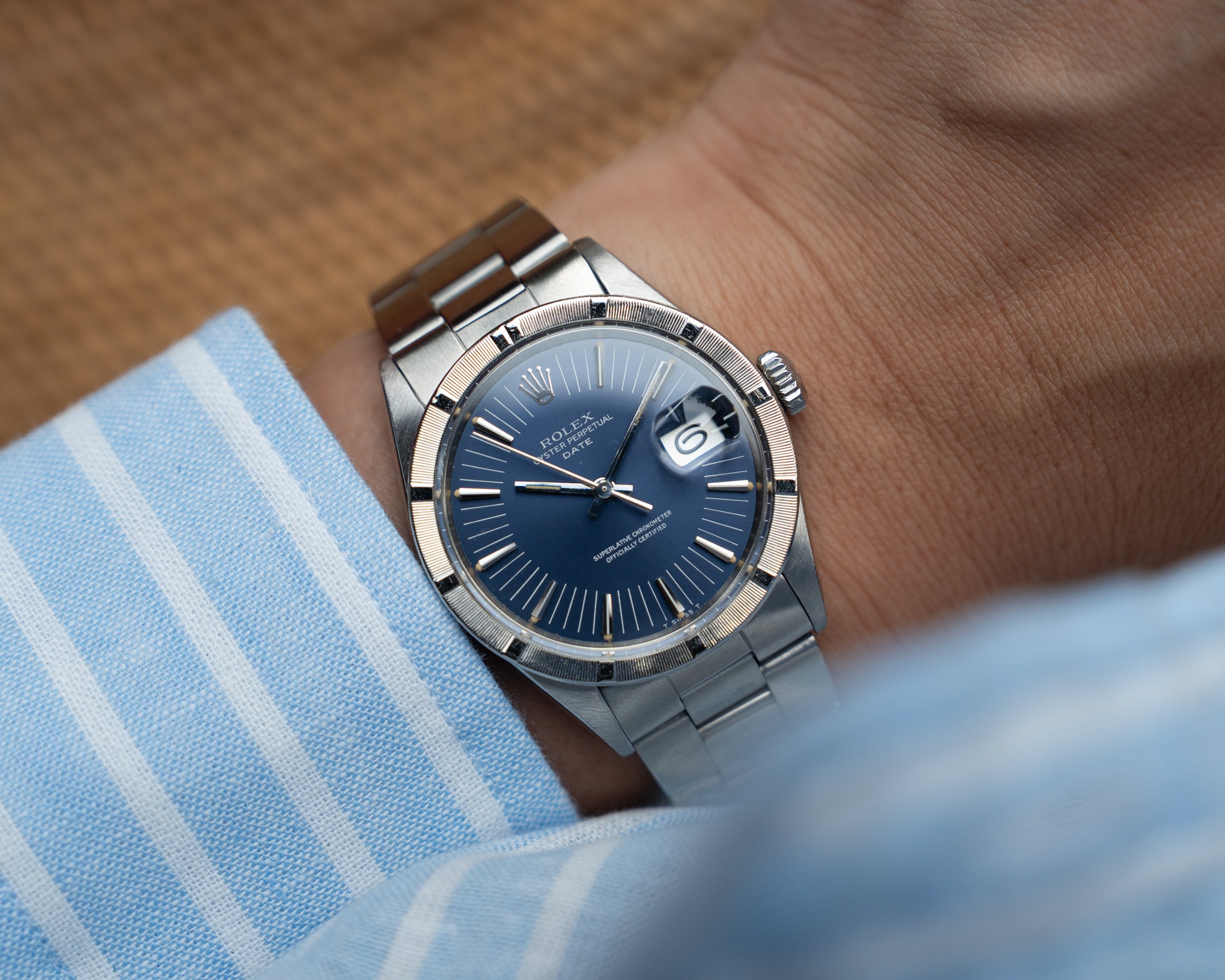 Rolex Oyster Perpetual Date ref 1501 blue radial dial, 1971