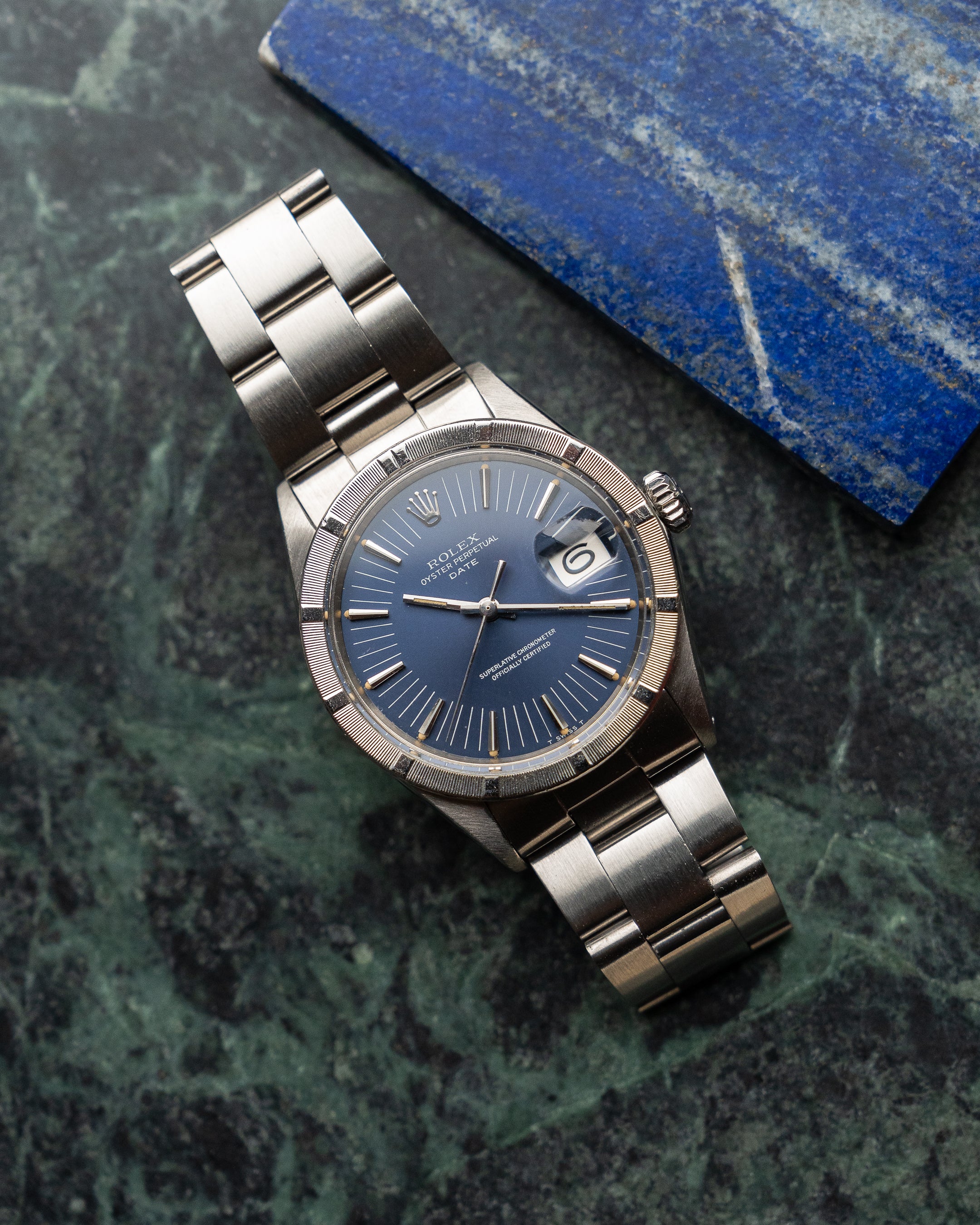 Rolex Oyster Perpetual Date ref 1501 blue radial dial, 1971