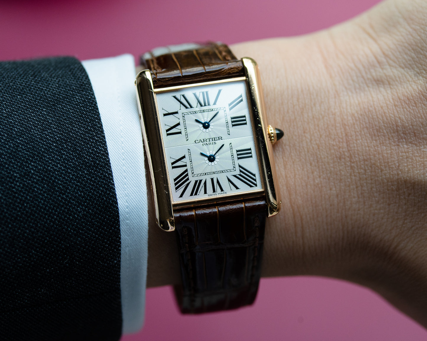 Cartier Tank Dual Time CPCP in Pink Gold, full set