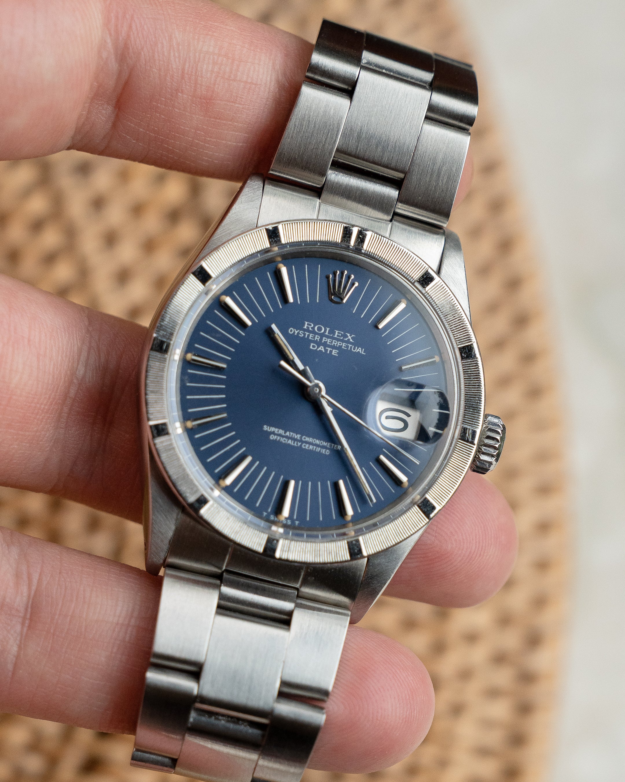 Rolex Oyster Perpetual Date ref 1501 blue radial dial, 1971