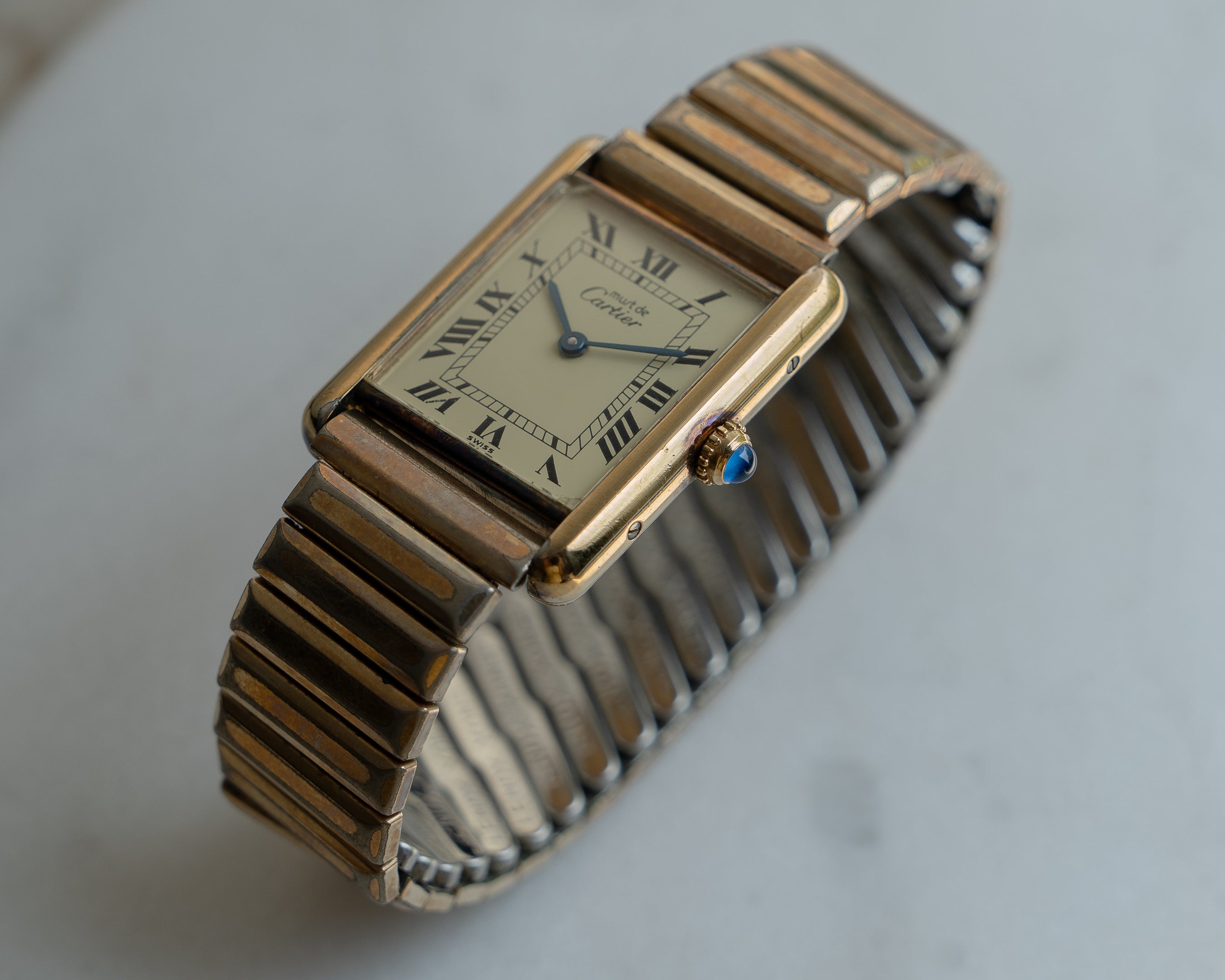 Must de Cartier Tank LM size - ivory dial with vintage stretch bracelet