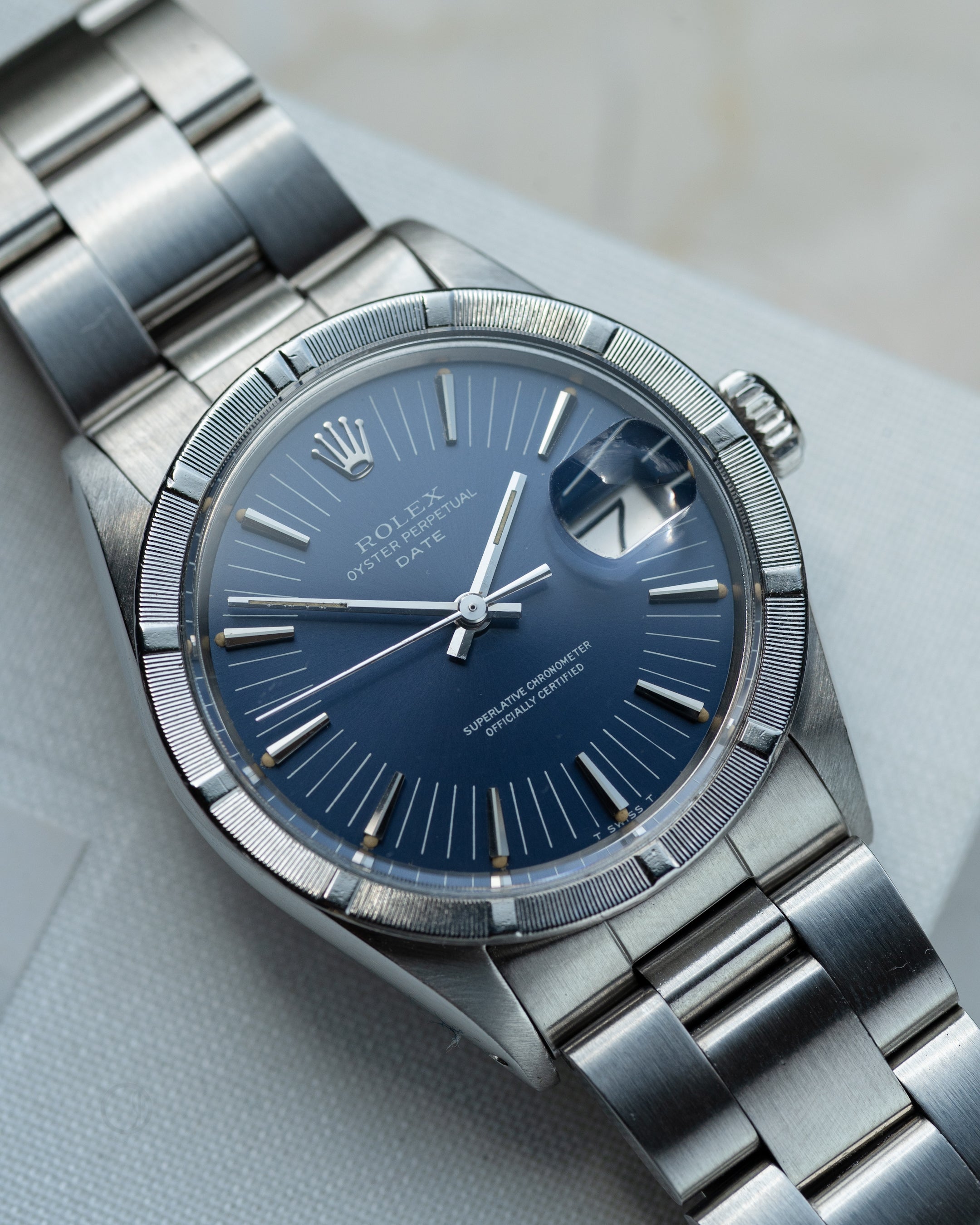 Rolex Oyster Perpetual Date ref 1501 blue radial dial, 1971