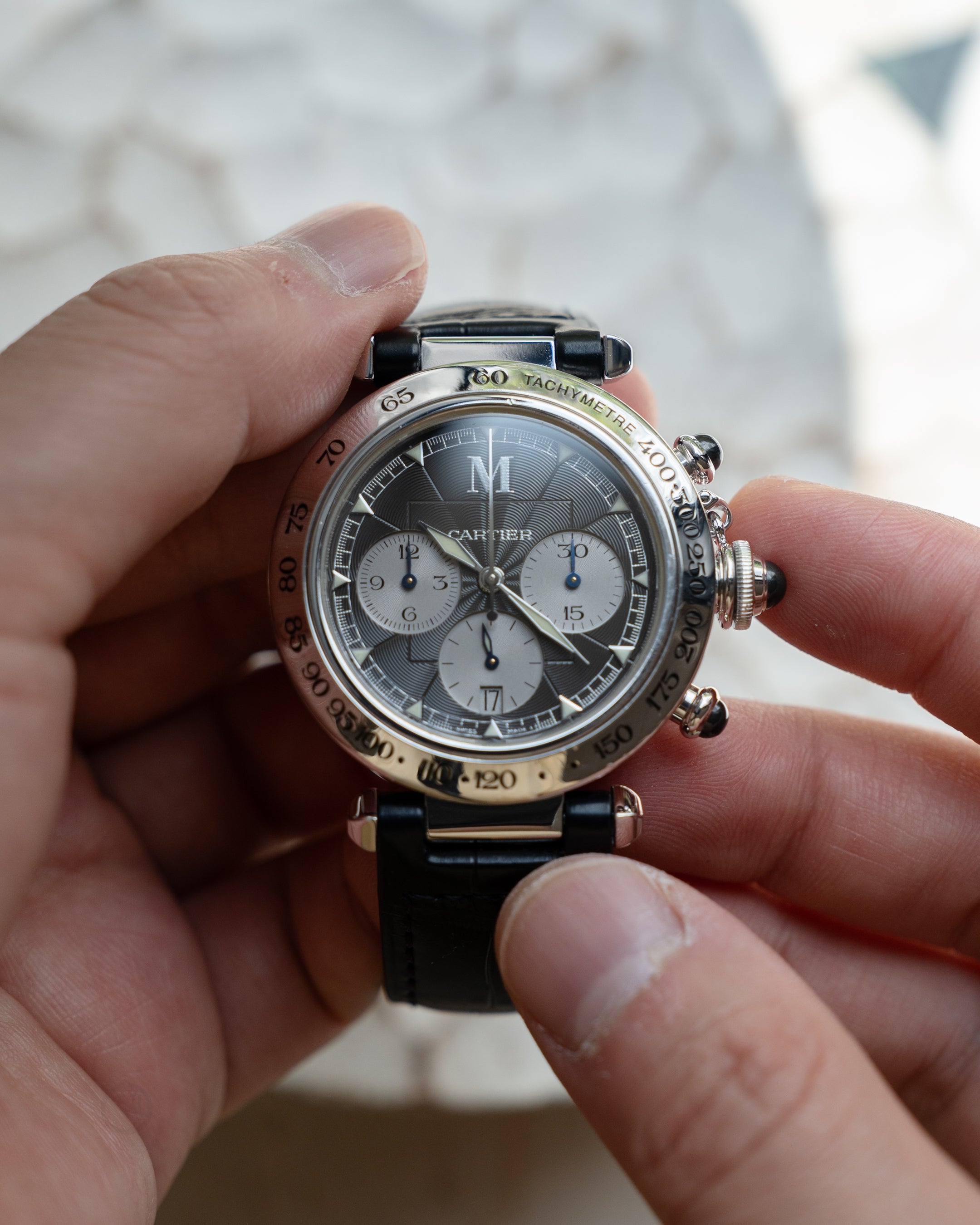 Cartier Pasha ref. 2547 chronograph in white gold - Milan limited edition