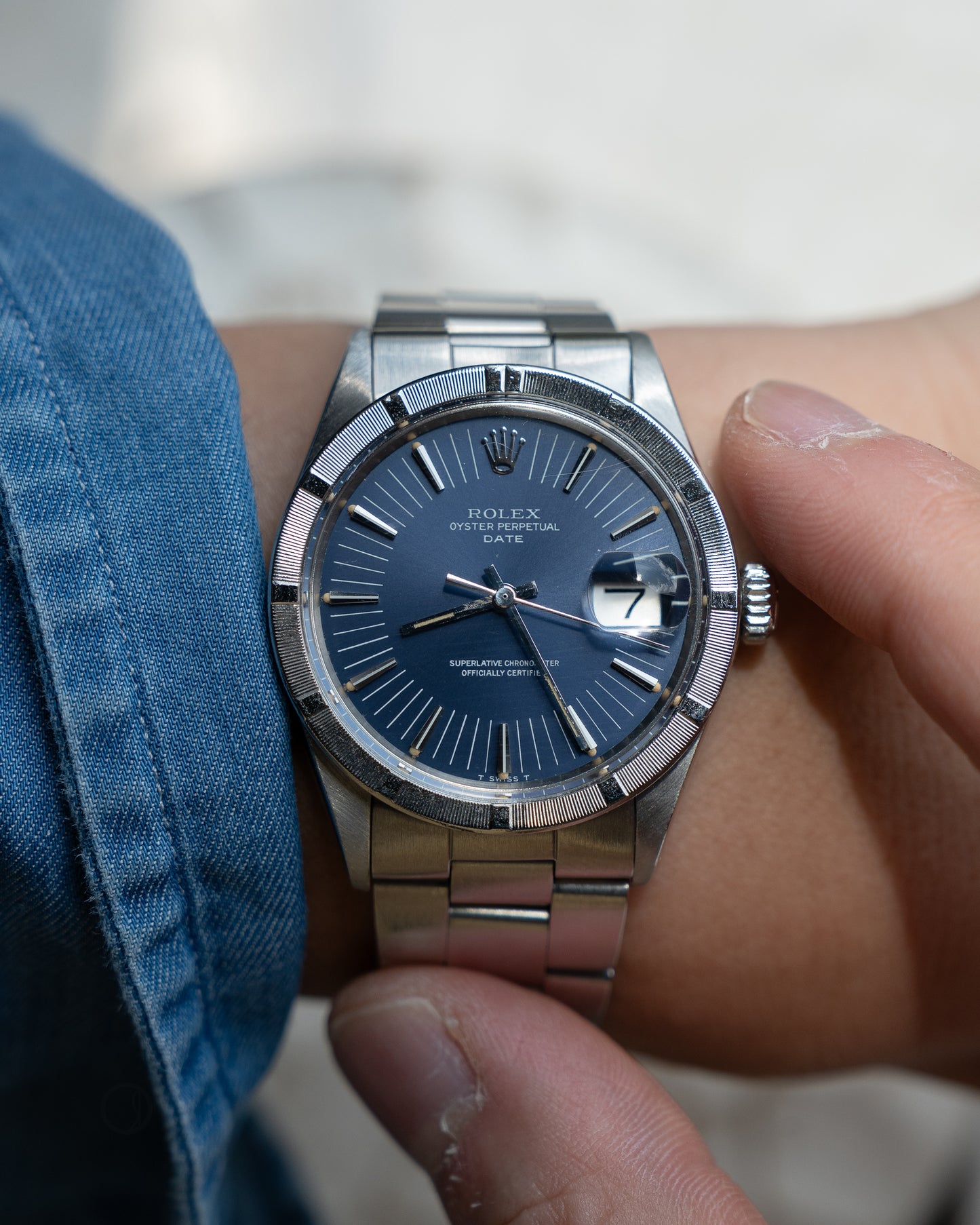 Rolex Oyster Perpetual Date ref 1501 blue radial dial, 1971