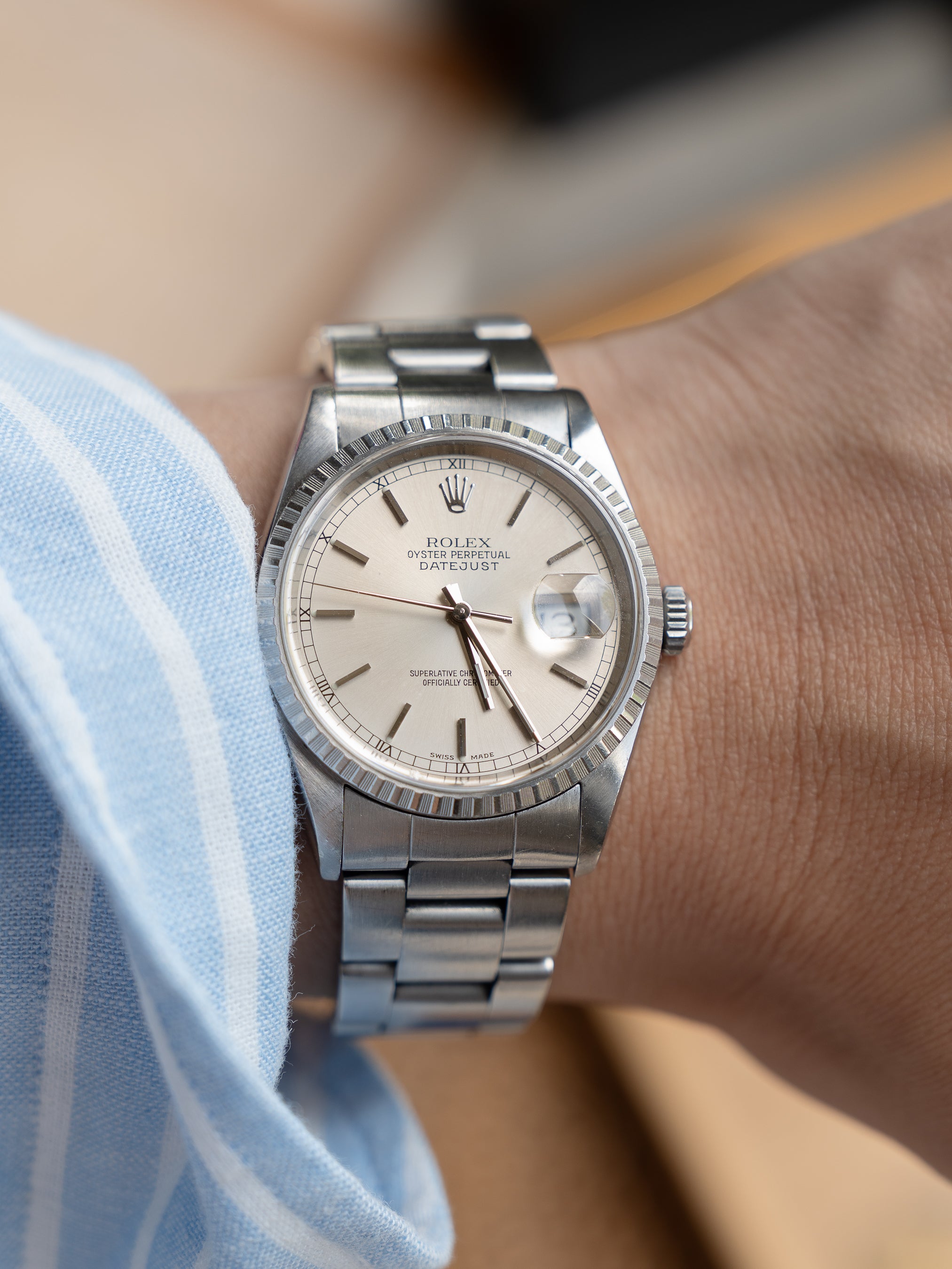 Rolex Datejust ref. 16220 in steel, silver dial, oyster bracelet ref 78360