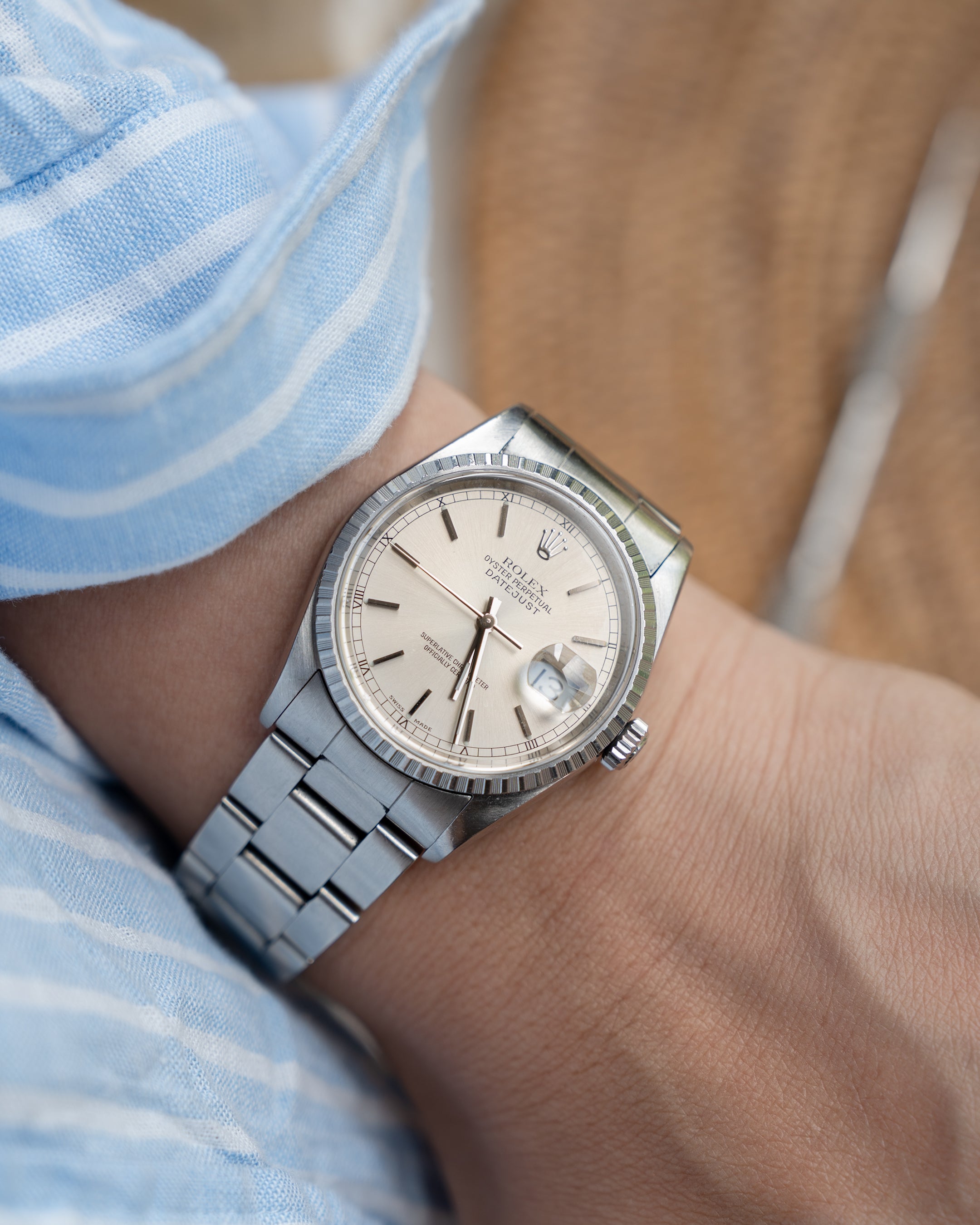 Rolex Datejust ref. 16220 in steel, silver dial, oyster bracelet ref 78360