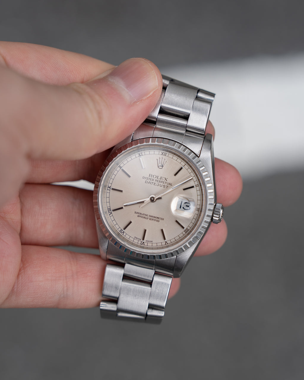 Rolex Datejust ref. 16220 in steel, silver dial, oyster bracelet ref 78360
