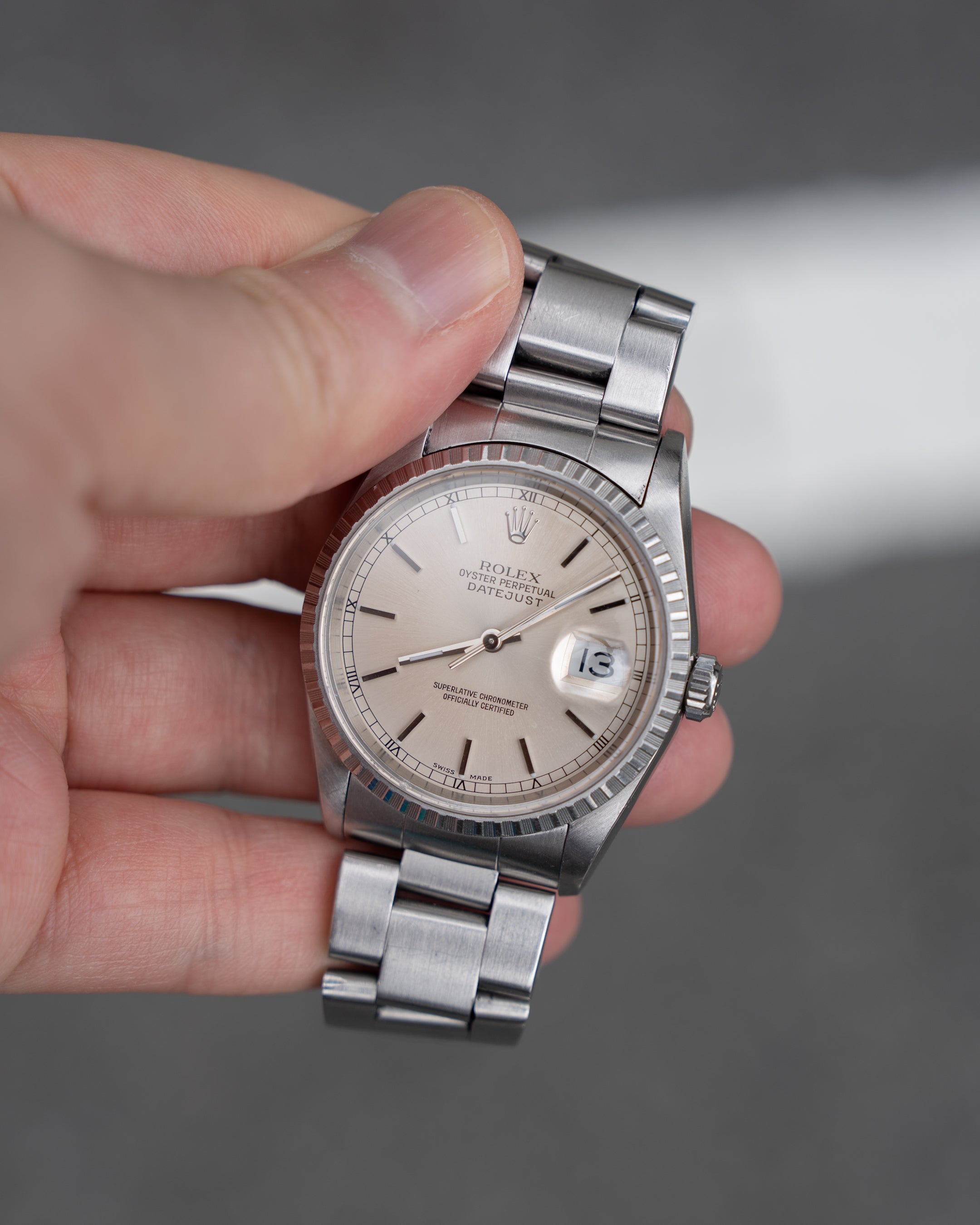 Rolex Datejust ref. 16220 in steel, silver dial, oyster bracelet ref 78360