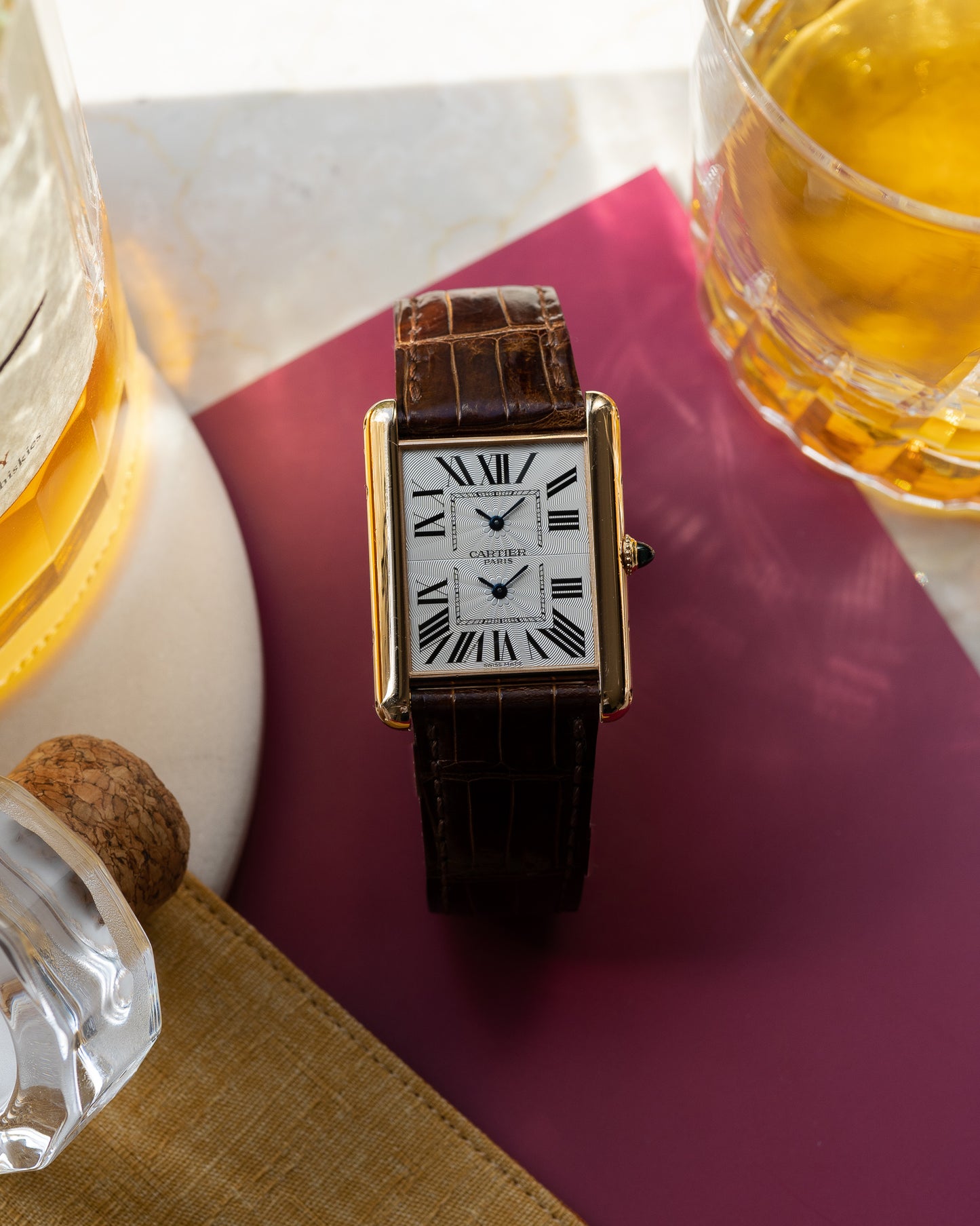 Cartier Tank Dual Time CPCP in Pink Gold, full set