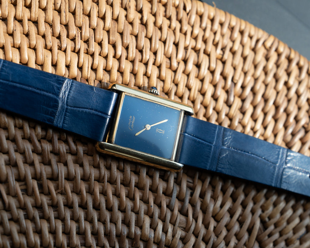 Must de Cartier Tank LM - Blue Lacquer dial with manual wind movement