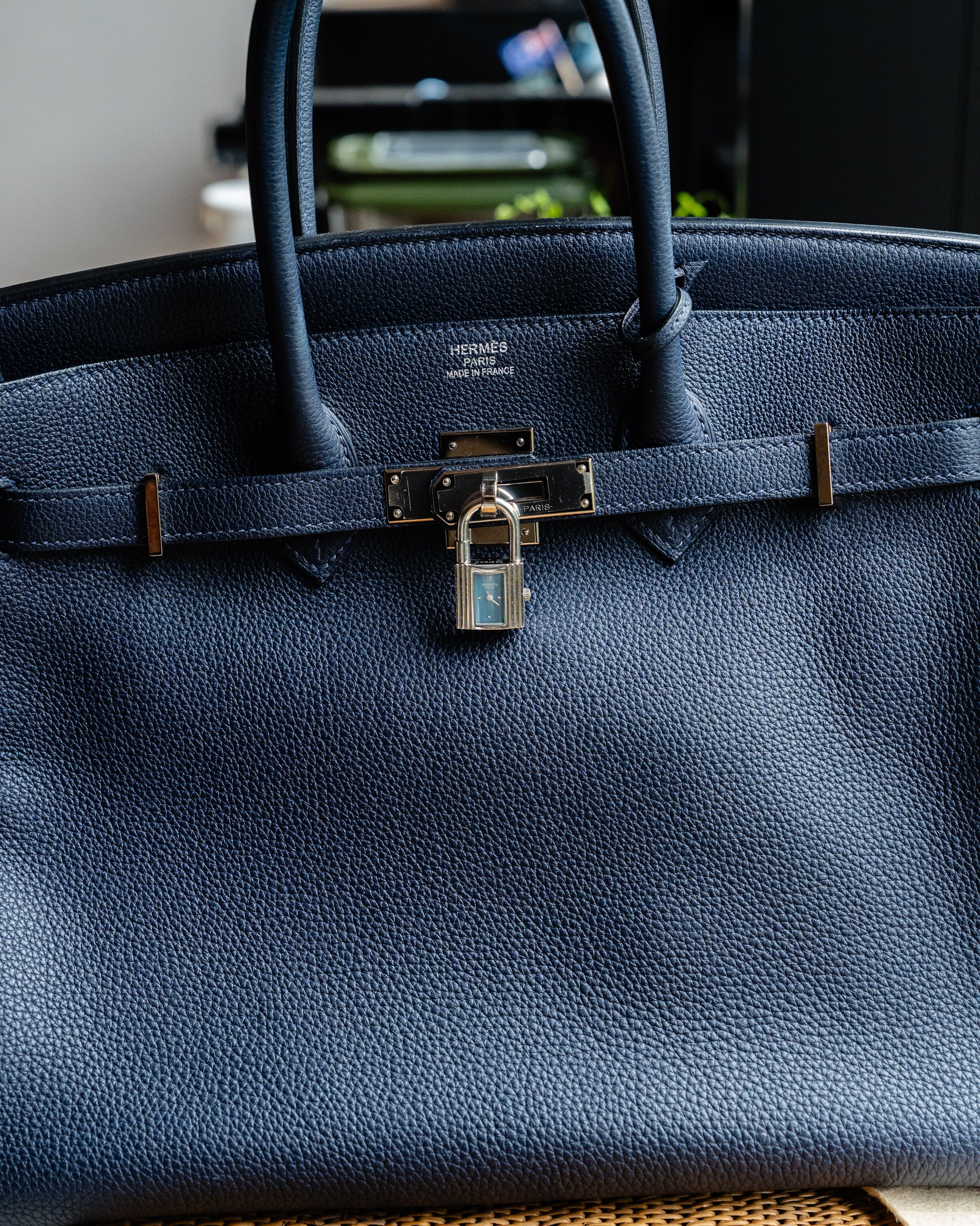 Hermès Kelly Watch steel, torquoise blue dial with blue epsom calf leather strap