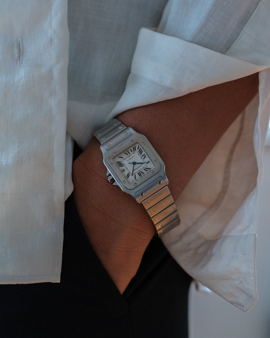 Cartier Santos Galbée, reference 2319 in steel, LM size, full set, 2002