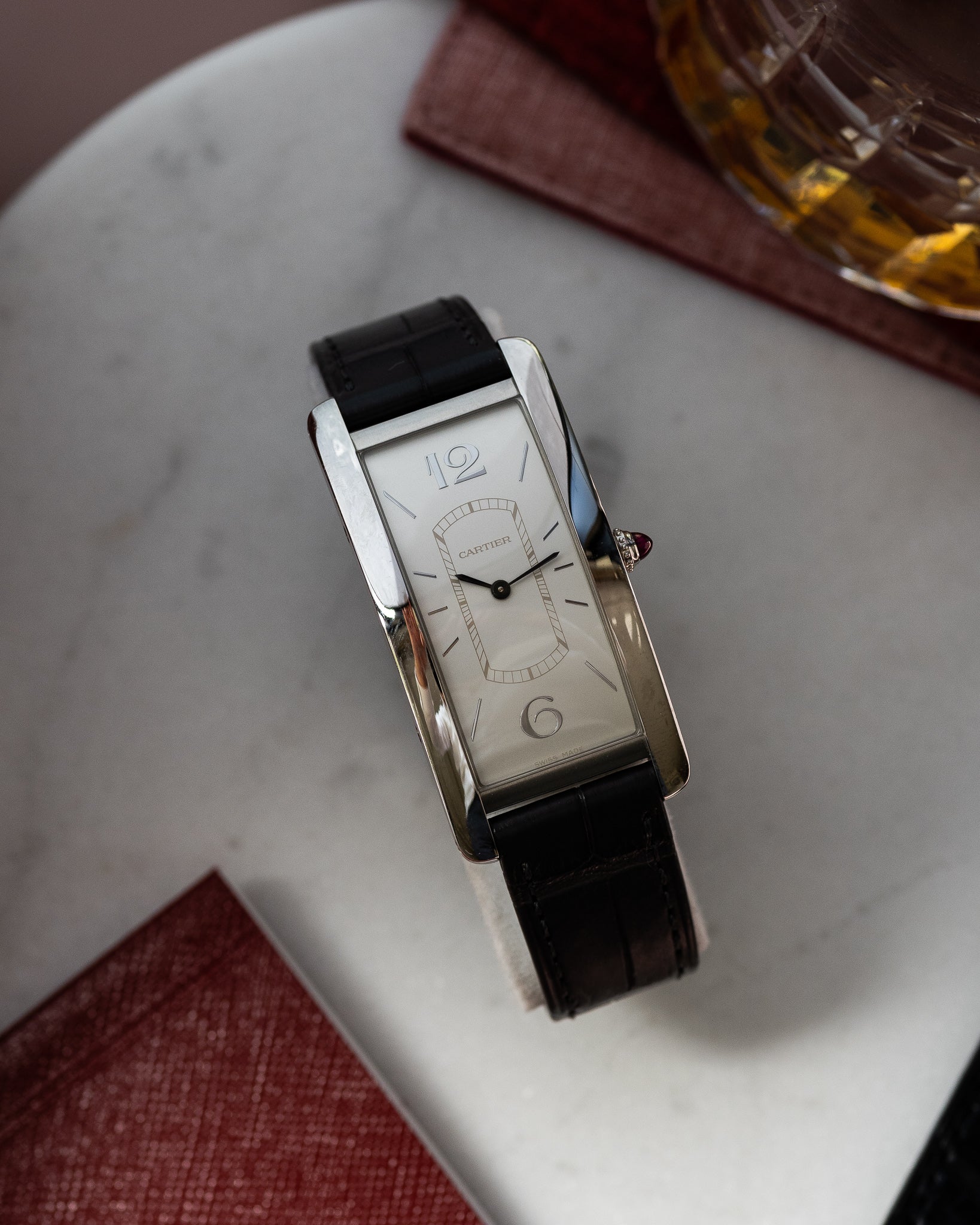 Cartier Priv Tank Cintr e in Platinum 2018 full set Special Dial