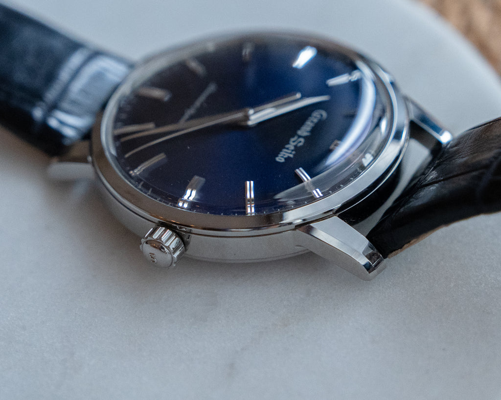 Grand Seiko SGBW259 in brilliant titanium, manual wind caliber 9S64