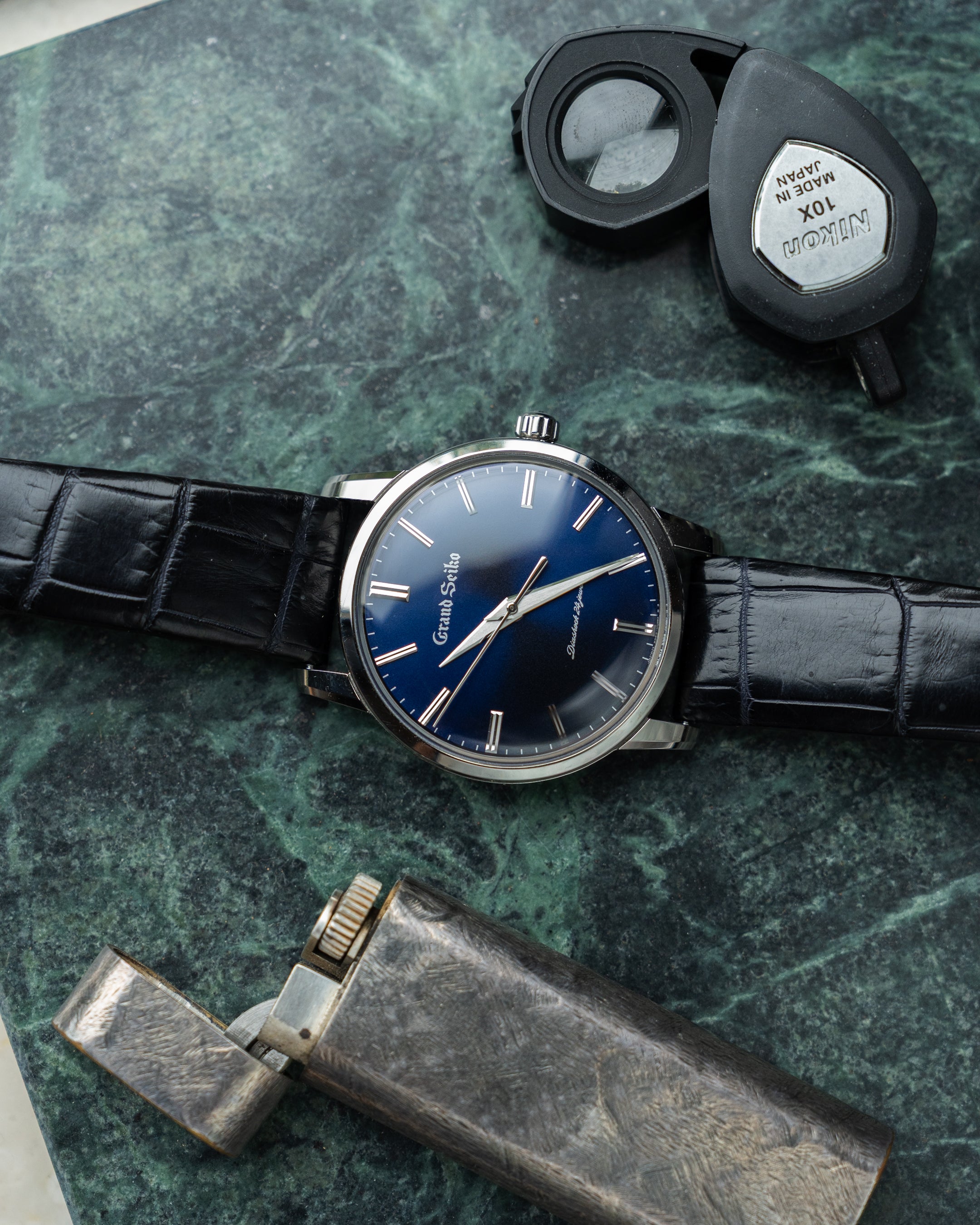 Grand Seiko SGBW259 in brilliant titanium, manual wind caliber 9S64