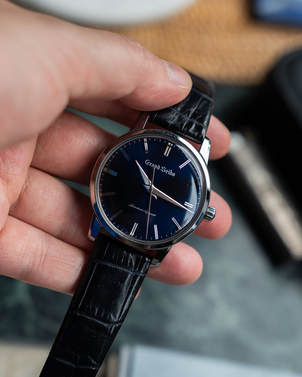 Grand Seiko SGBW259 in brilliant titanium, manual wind caliber 9S64