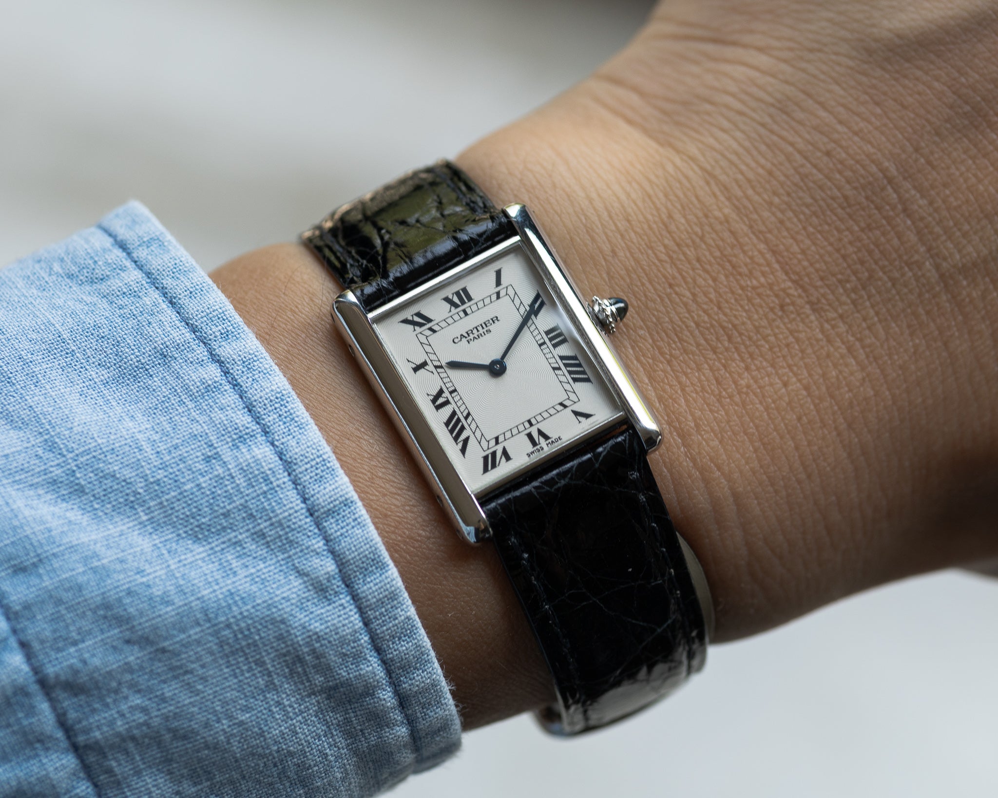Cartier Tank Louis in platinum early CPCP, full set