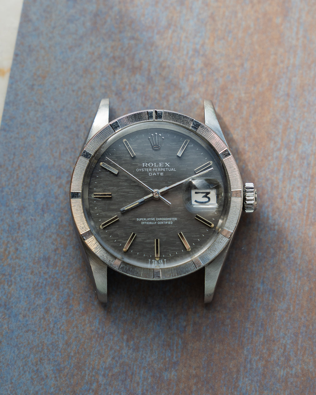 Rolex Oyster Perpetual Date ref 1500, Grey mosaic dial from 1972
