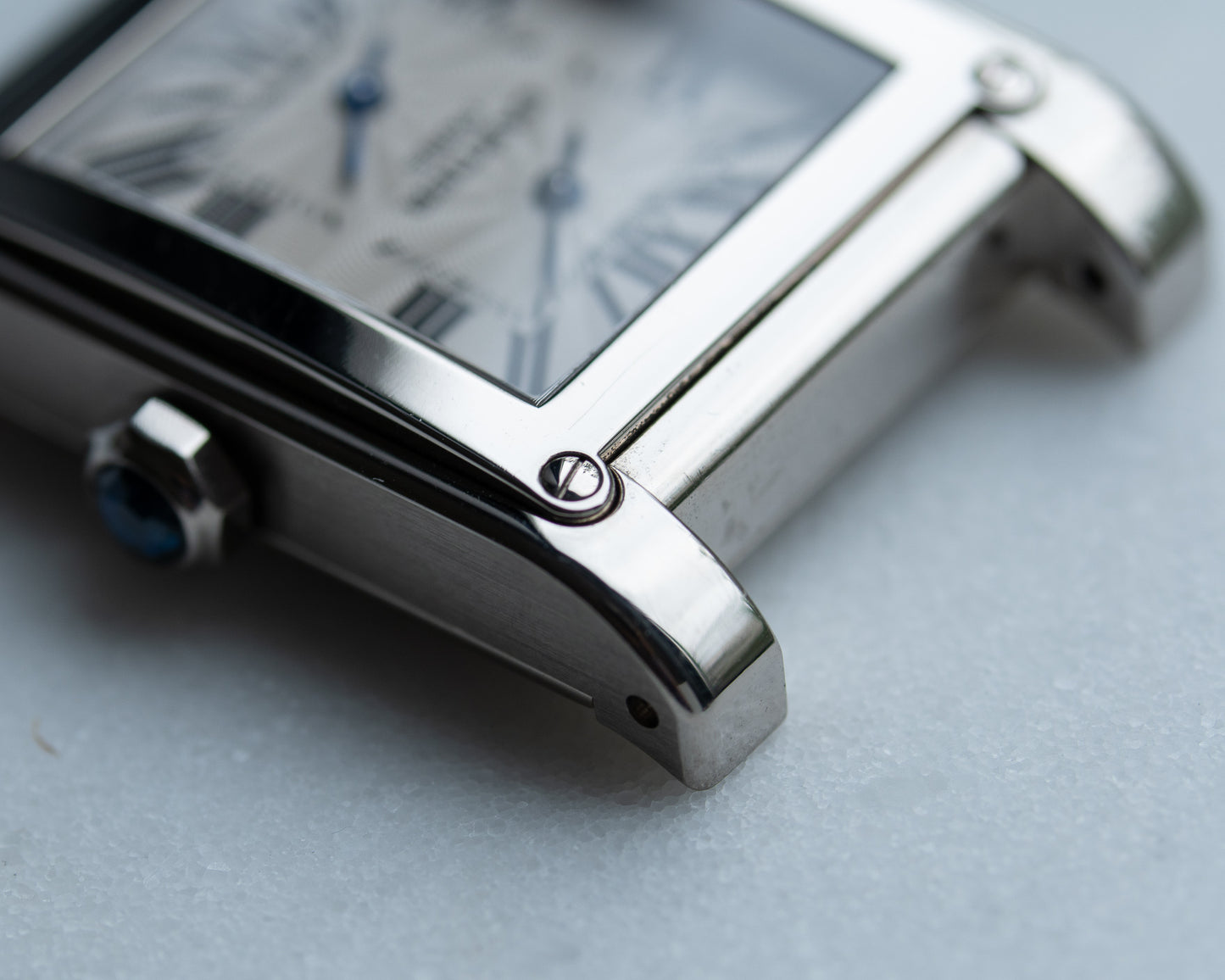 Cartier Tank à Vis Dual Time CPCP in white gold, full set