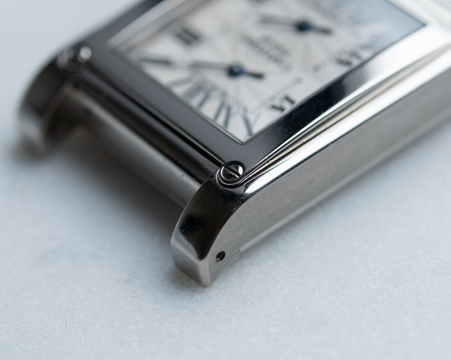 Cartier Tank à Vis Dual Time CPCP in white gold, full set