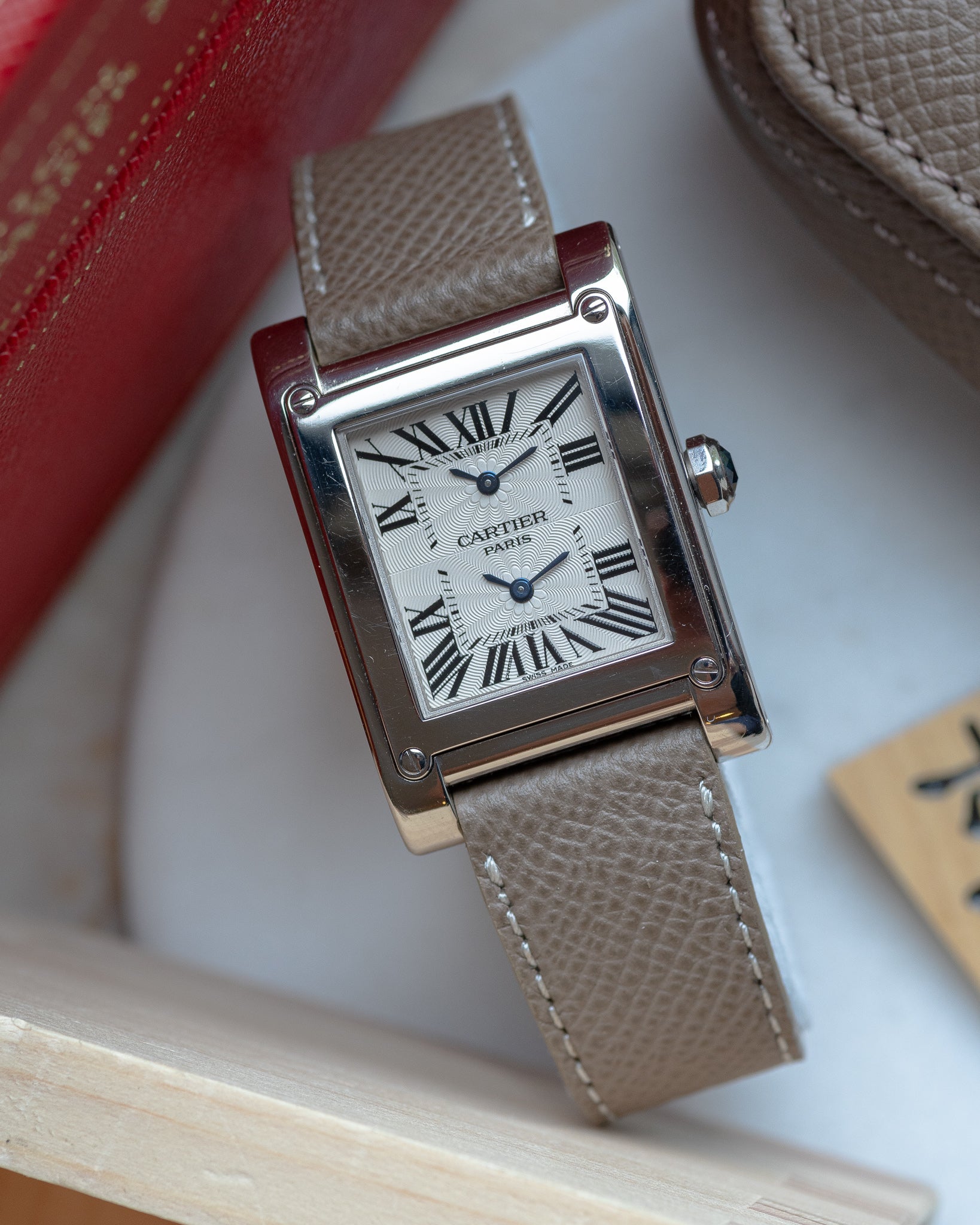 Cartier Tank Vis Dual Time CPCP in white gold full set