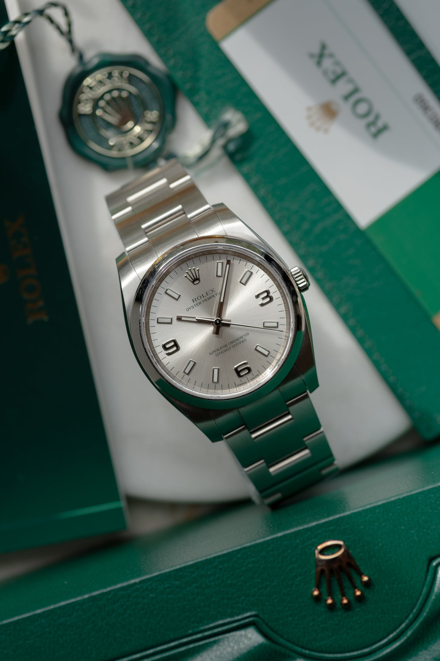 Rolex Oyster Perpetual "Air-King" Silver 369 Dial 114200 full set from 2019